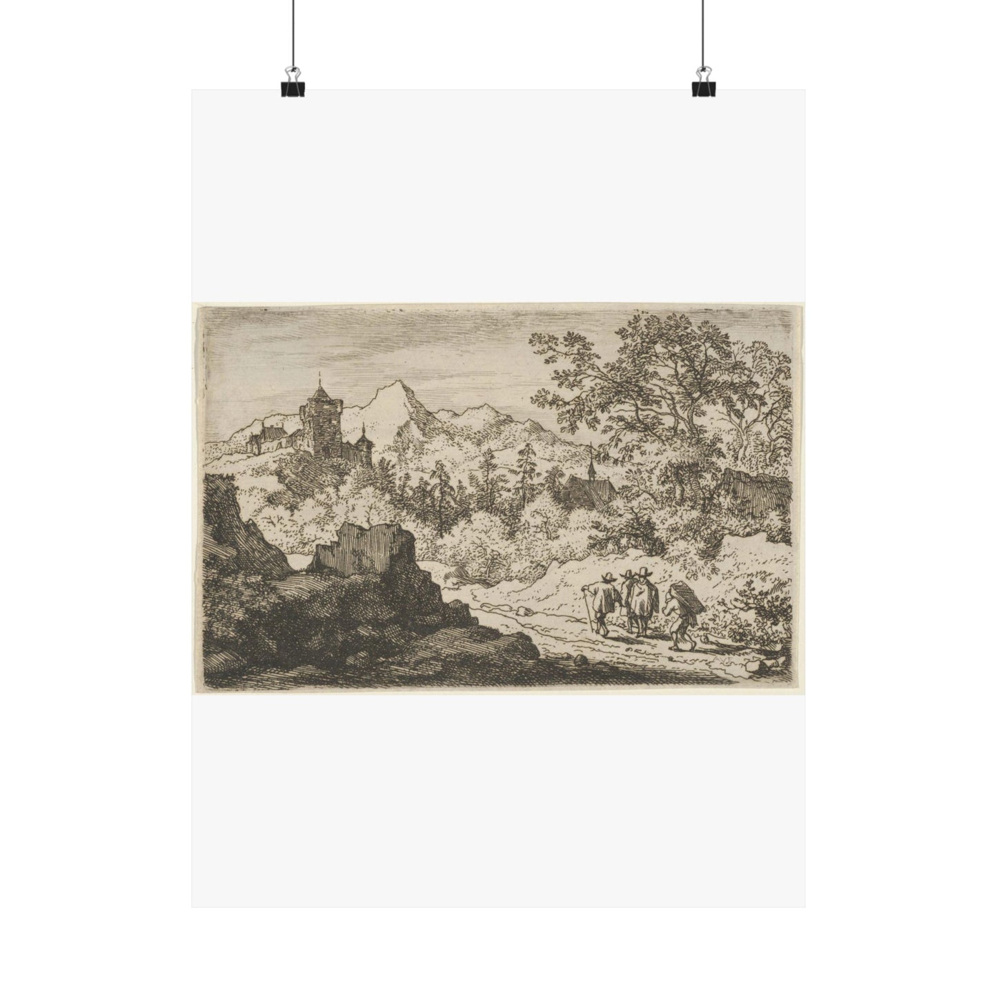 The Three Men and the Porter - Public domain dedication. Metropolitan Museum of Art image. High Quality Matte Wall Art Poster for Home, Office, Classroom