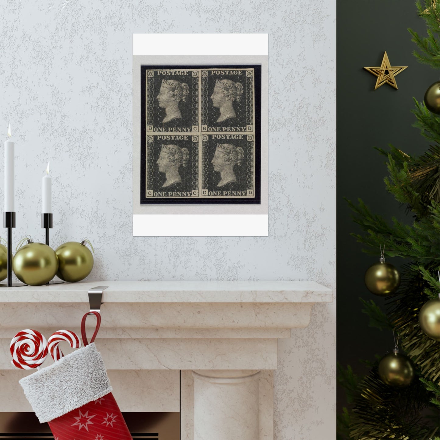 "Penny Black" postage stamps - postal stamp High Quality Matte Wall Art Poster for Home, Office, Classroom