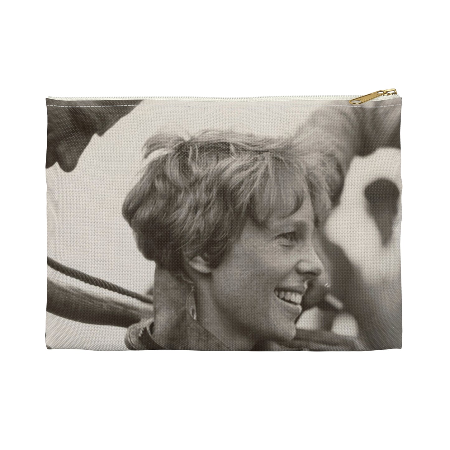 Amelia Earhart Deep Sea Diving off Block Island Large Organizer Pouch with Black Zipper