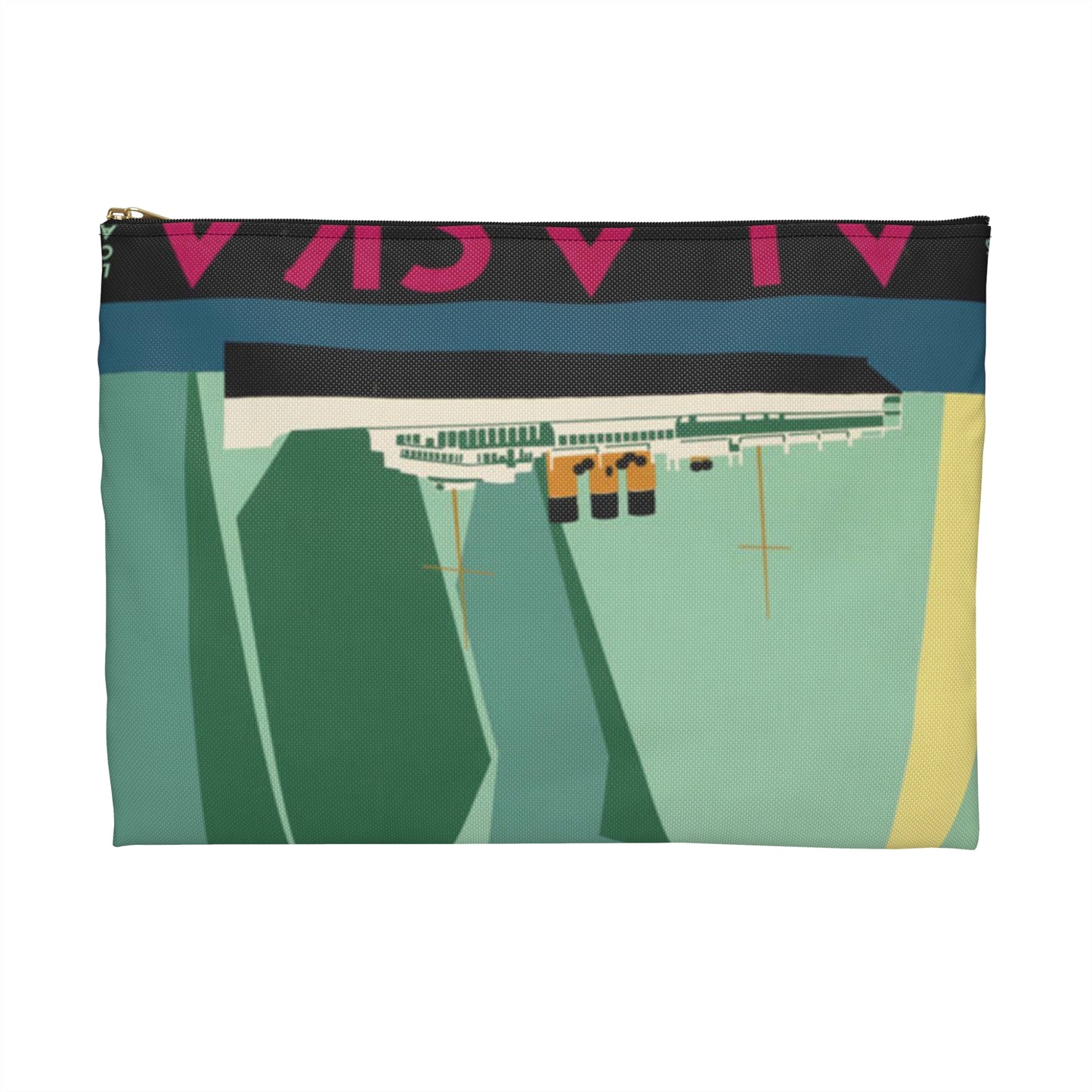 Alaska. Vintage Travel Poster., Art Deco Poster Large Organizer Pouch with Black Zipper