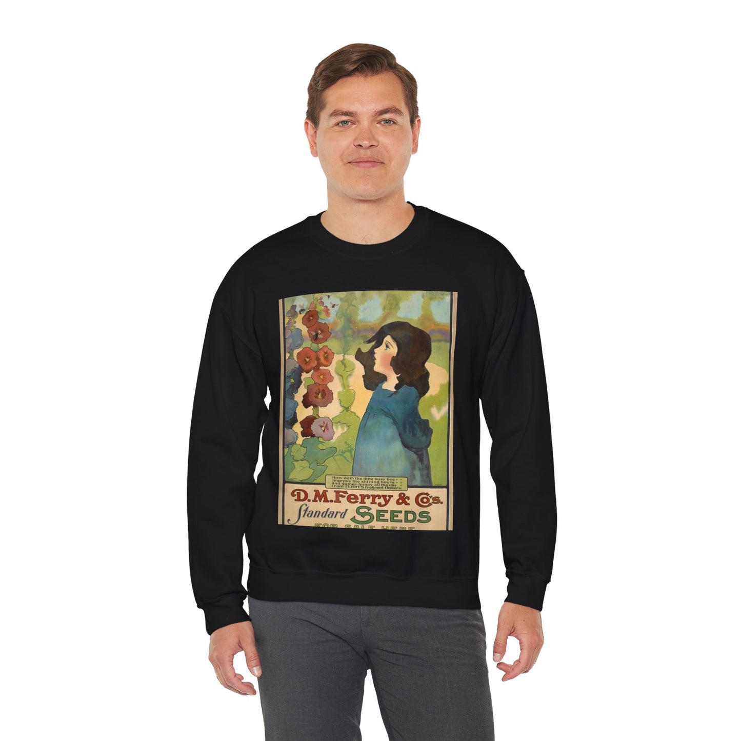 D. M. Ferry & Co's. standard seeds. Black Heavy Blend Adult Crew Neck SweatShirt