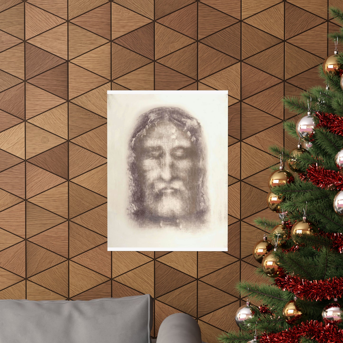 Holy Face of Jesus from Shroud of Turin (1909) High Quality Matte Wall Art Poster for Home, Office, Classroom