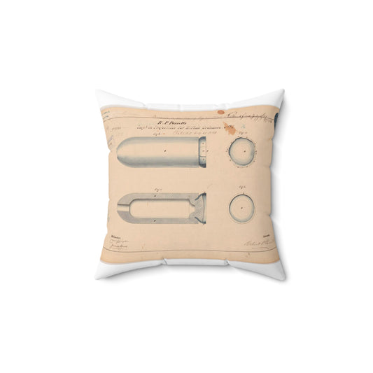Patent drawing - Drawing of Improvement in Projectiles for Rifled Ordnance Public domain  image Decorative Accent Square Pillow