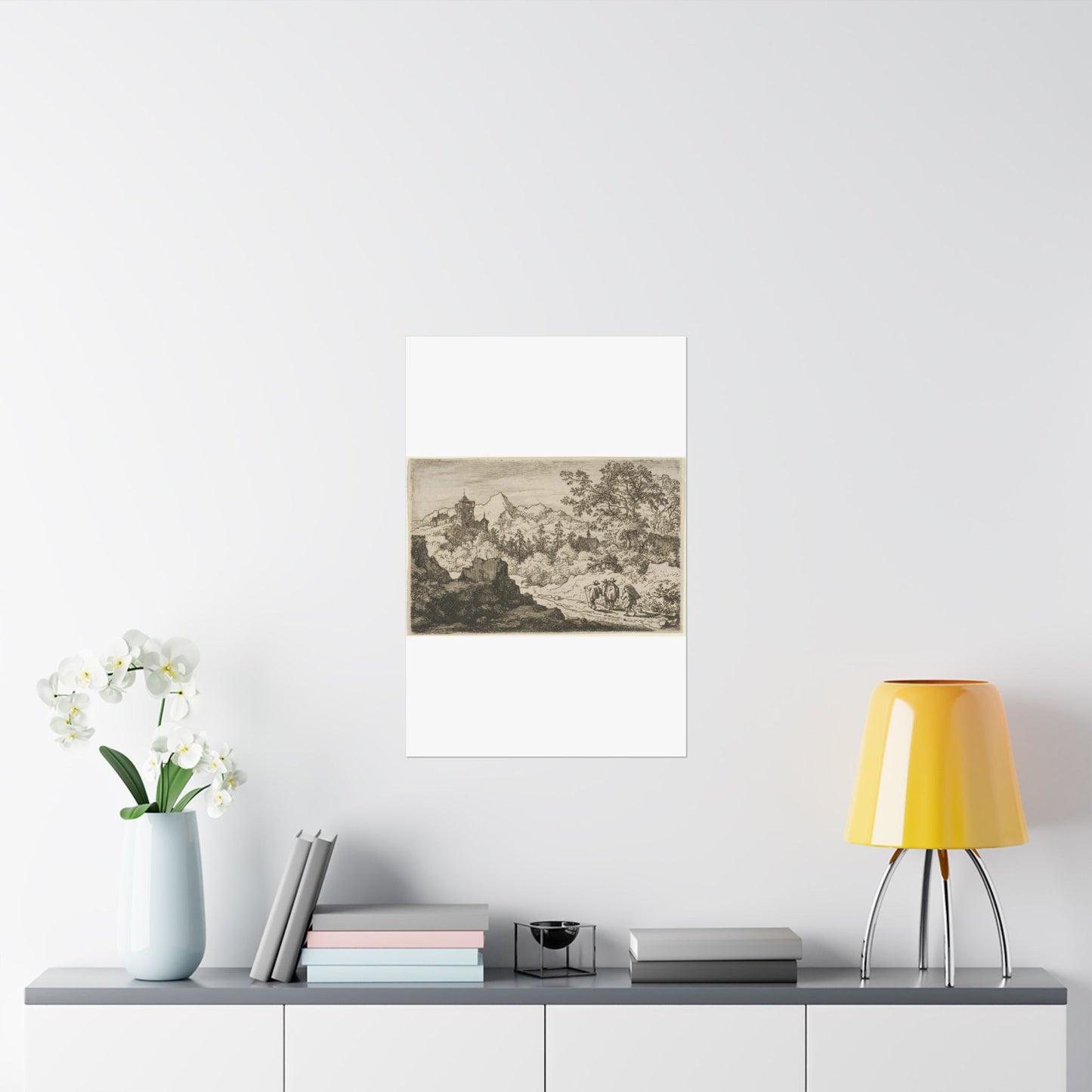 The Three Men and the Porter - Public domain dedication. Metropolitan Museum of Art image. High Quality Matte Wall Art Poster for Home, Office, Classroom