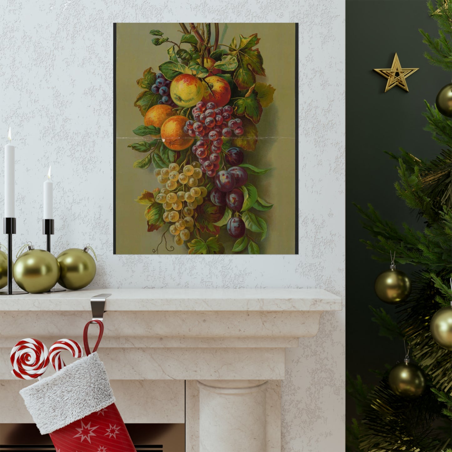 Apples, Plums & grapes, no. 8266 High Quality Matte Wall Art Poster for Home, Office, Classroom