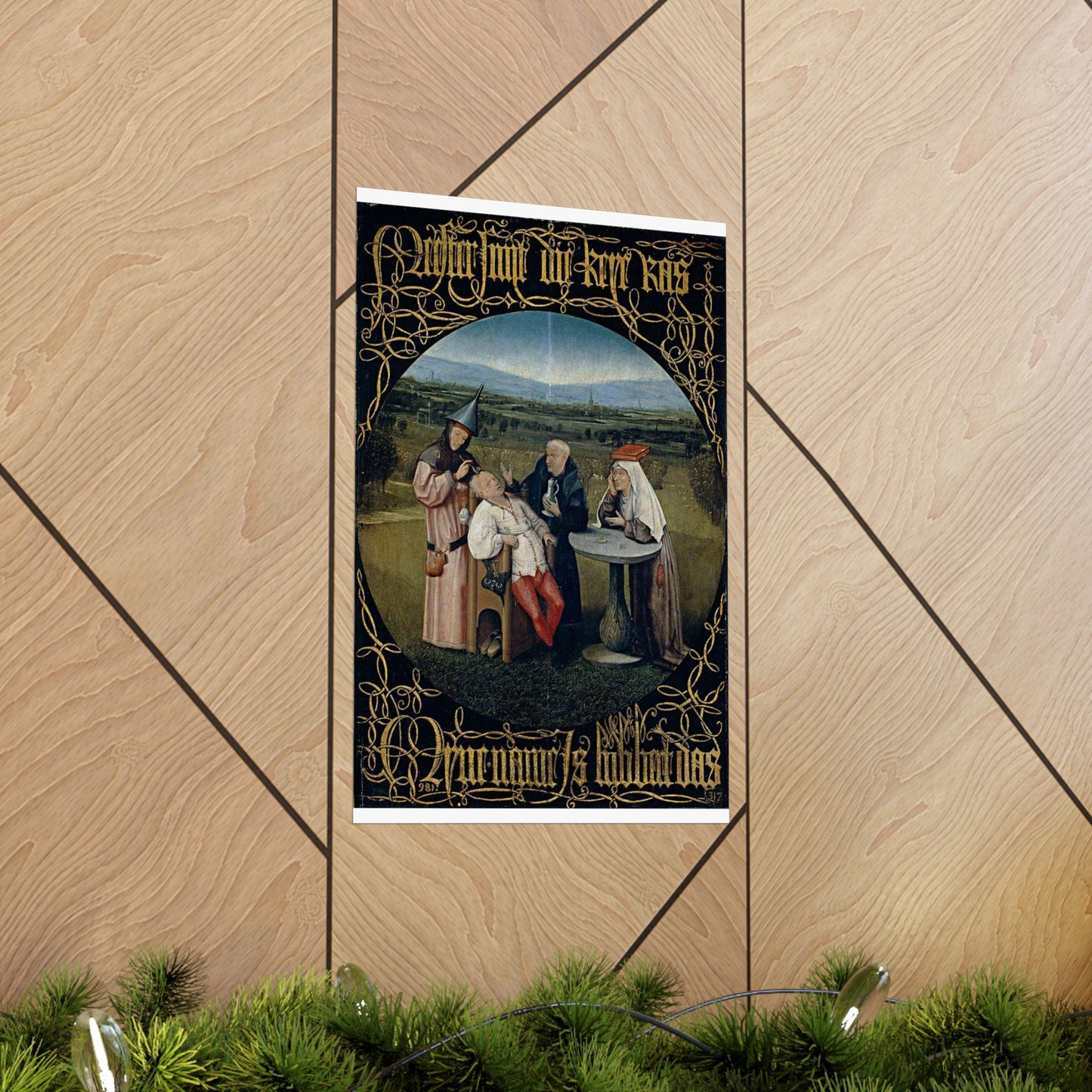 Hieronymus Bosch 053 - A painting of a group of people sitting around a table High Quality Matte Wall Art Poster for Home, Office, Classroom