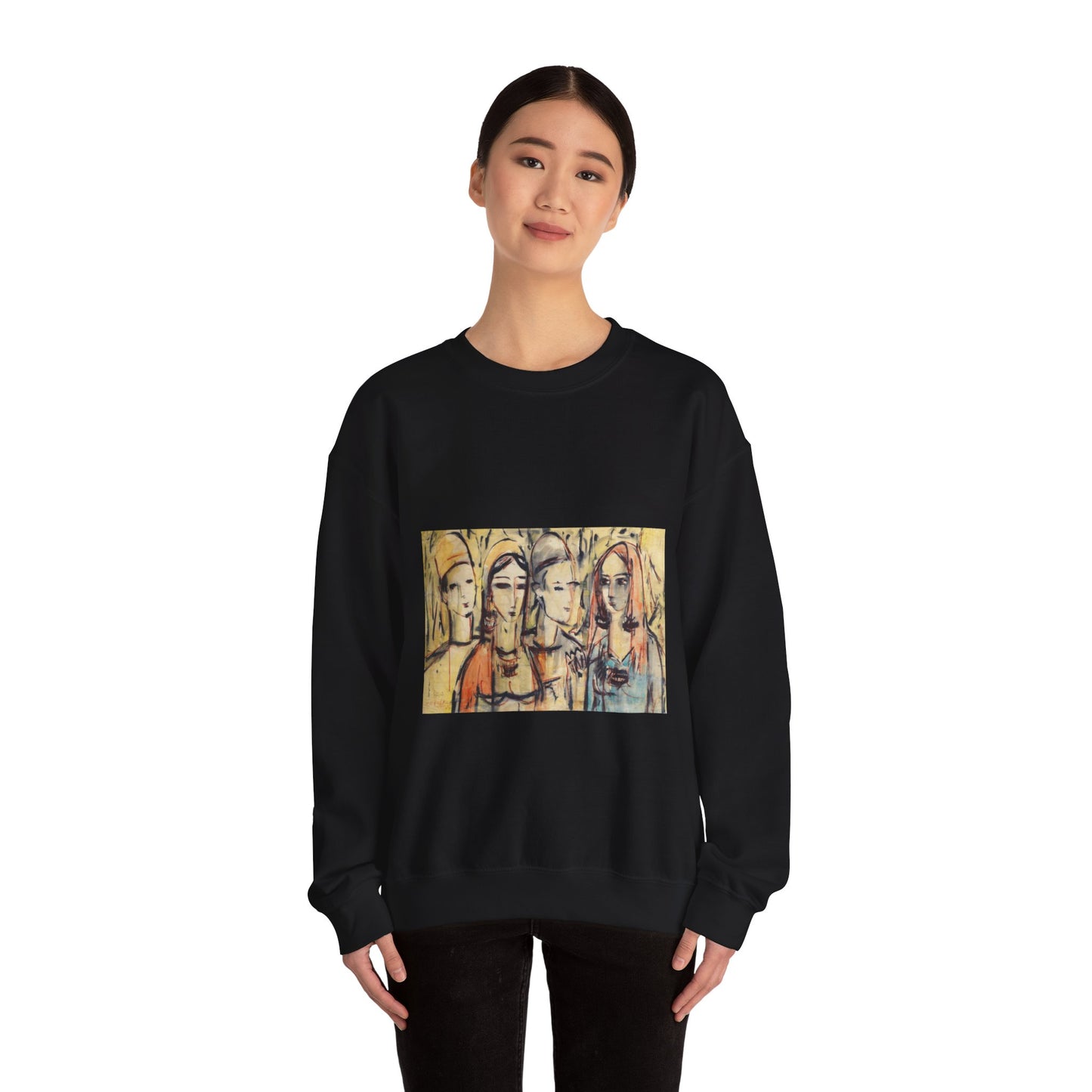 Sans titre - A painting of a group of women standing next to each other Black Heavy Blend Adult Crew Neck SweatShirt