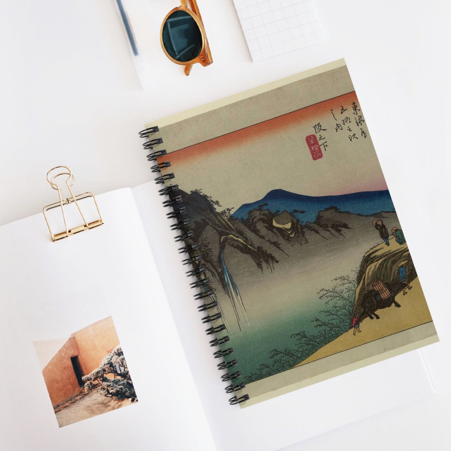 Utagawa Hiroshige - Sakanoshita, Andō Hiroshige - Ukiyo e print Spiral Bound Ruled Notebook with Printed Cover
