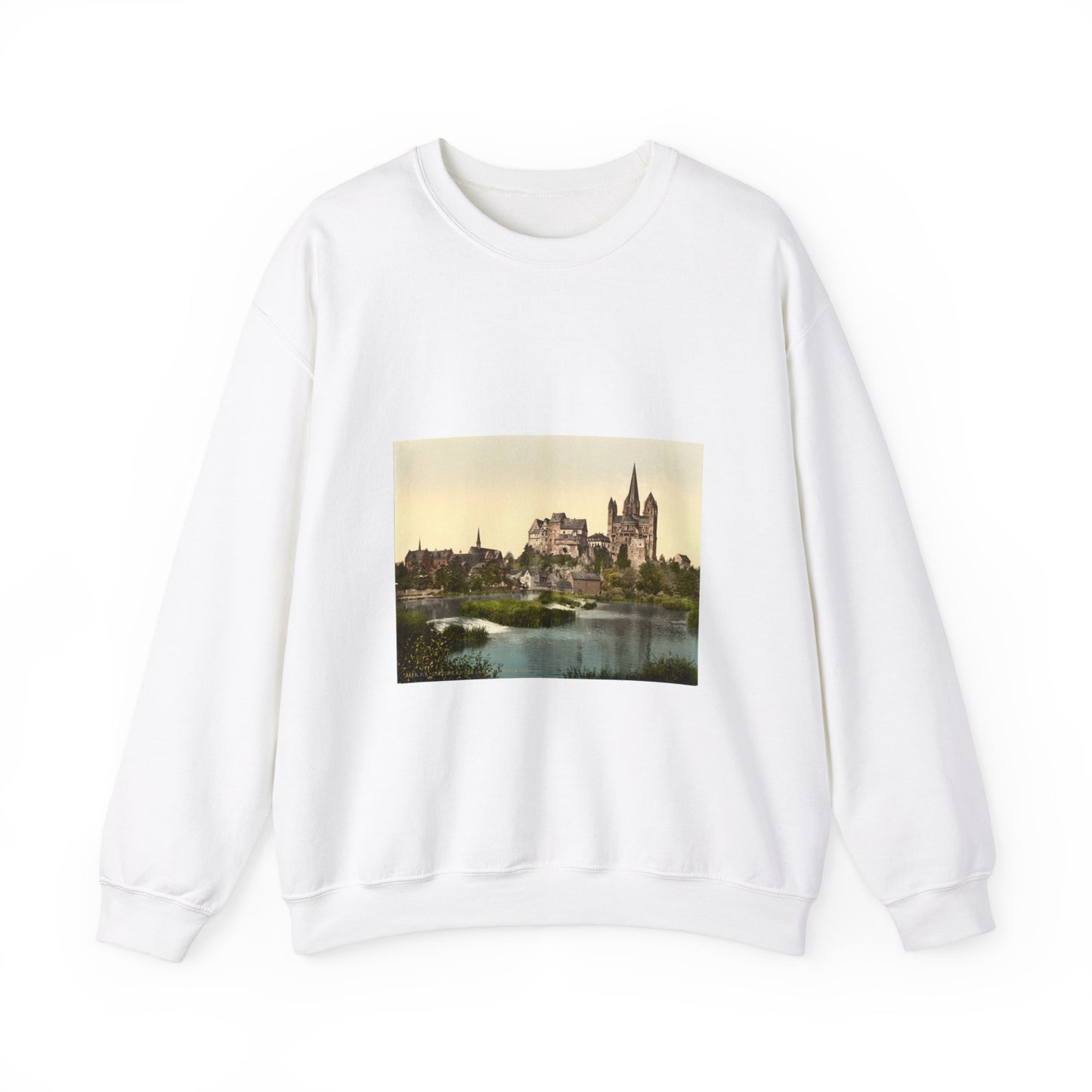 [Castle and cathedral, Limburg (i.e., Limburg an der Lahn), Hesse-Nassau, Germany] White Heavy Blend Adult Crew Neck SweatShirt