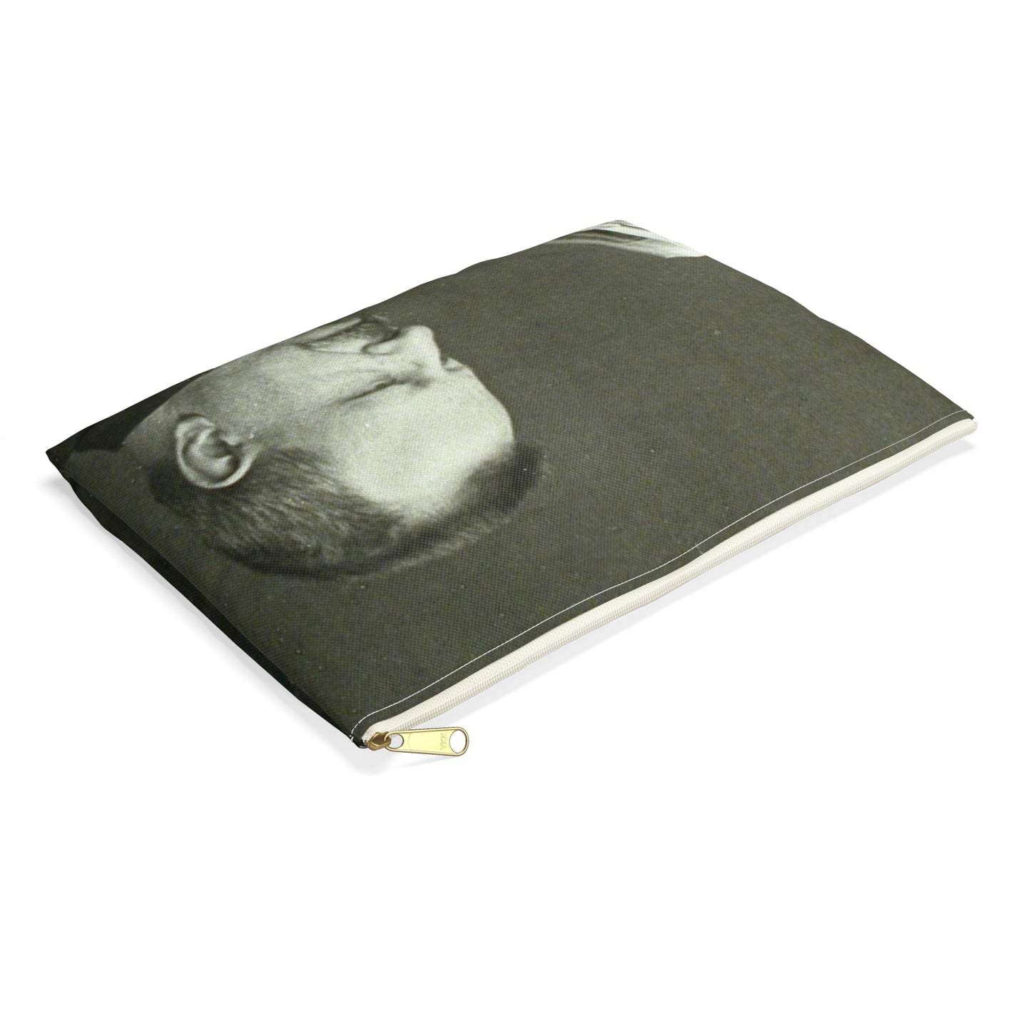 B.Croce, Italy - A black and white photo of a man reading a book Large Organizer Pouch with Black Zipper