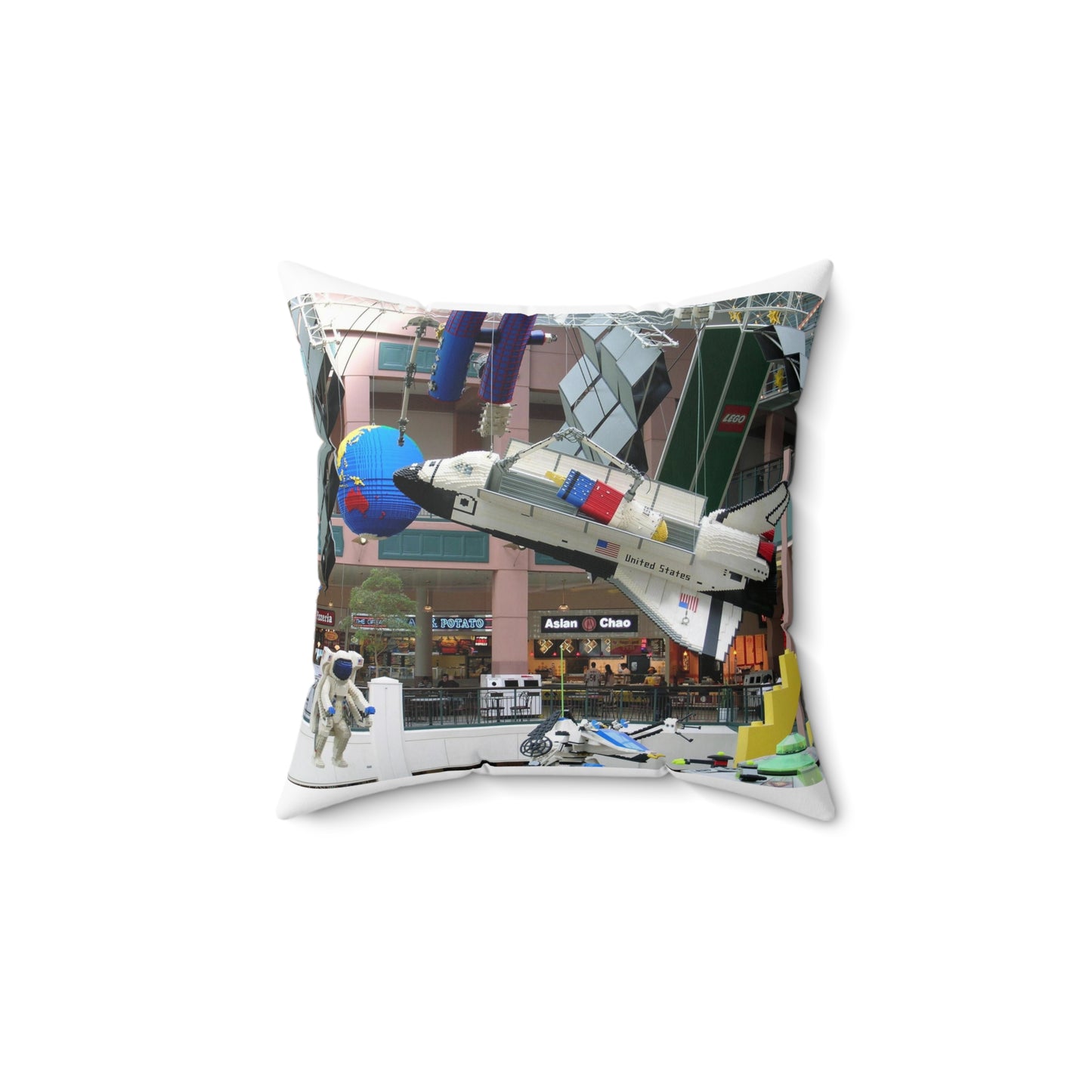 Grand Rounds Scenic Byway - Huge Lego Spaceship in the Mall of America Decorative Accent Square Pillow