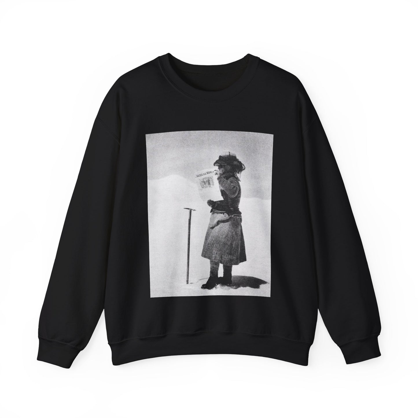 FannyBullockWorkmanVotesWomen - A woman standing in the snow holding a sign Black Heavy Blend Adult Crew Neck SweatShirt