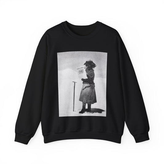 FannyBullockWorkmanVotesWomen - A woman standing in the snow holding a sign Black Heavy Blend Adult Crew Neck SweatShirt
