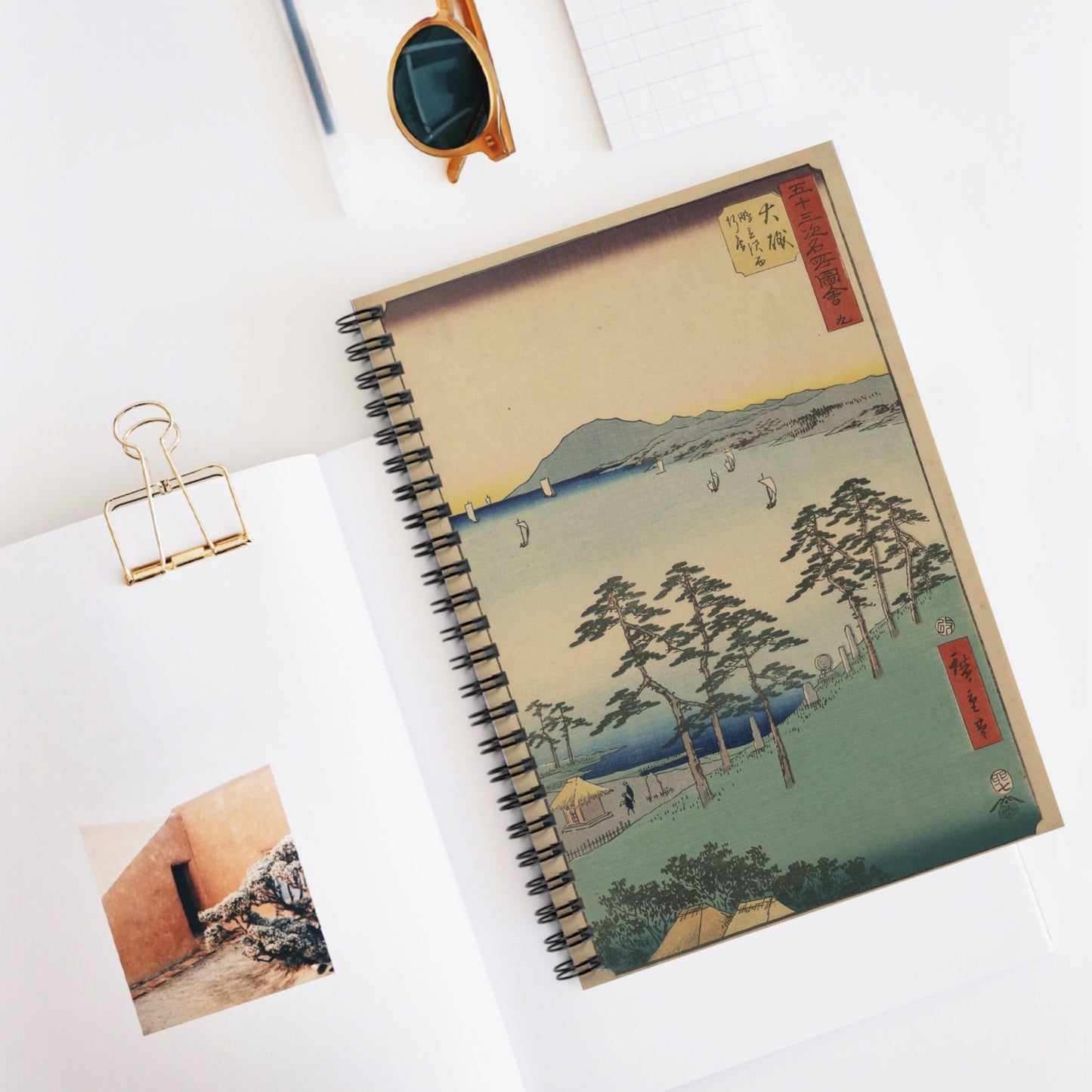 Ohiso, Andō Hiroshige - Public domain portrait drawing  Spiral Bound Ruled Notebook with Printed Cover