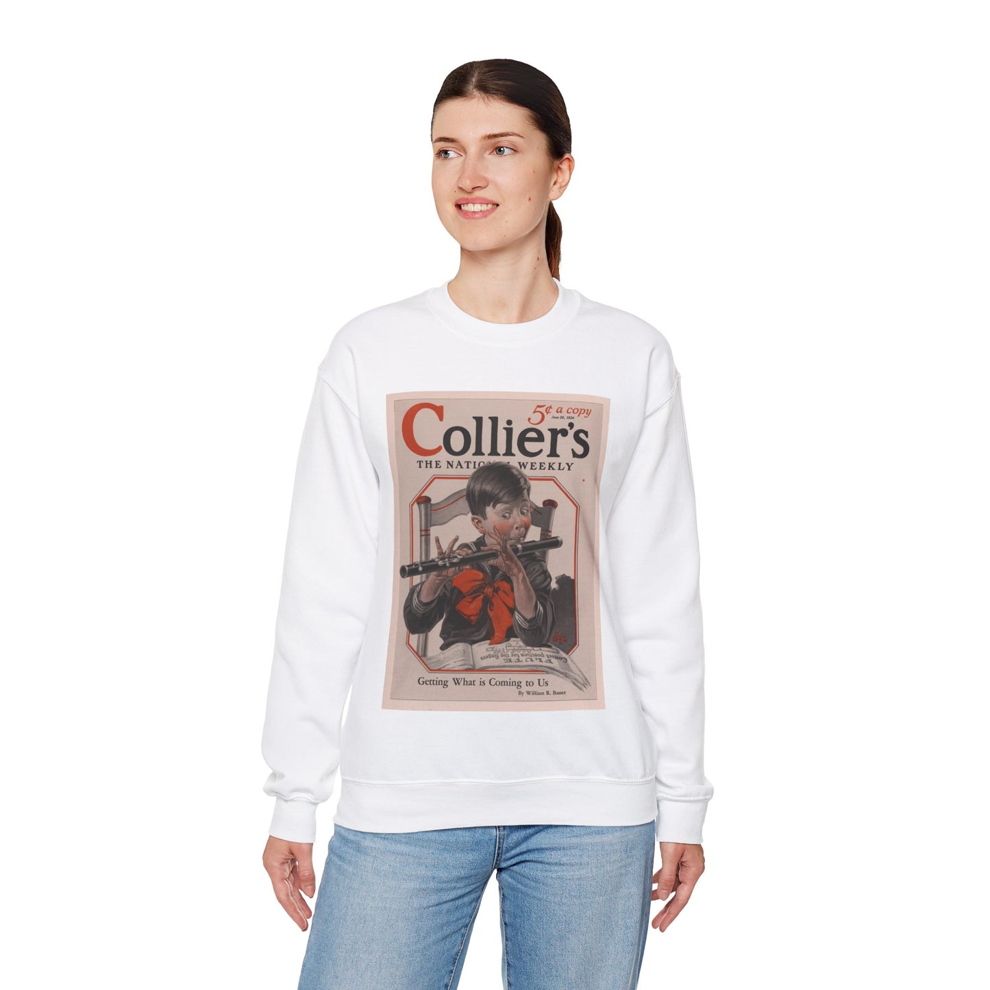 Correct Position for the Fingers, Dayton C. Miller Collection White Heavy Blend Adult Crew Neck SweatShirt