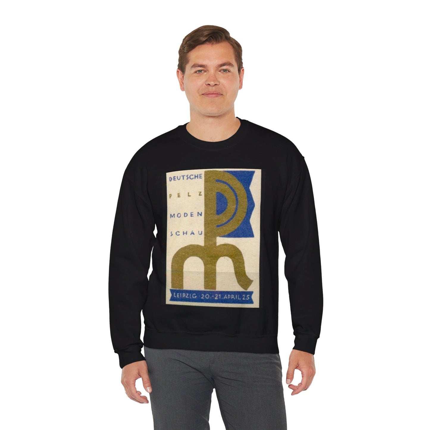 Deutsche Pelzmodenschau Leipzig 20.-21. April 1925, Reklamemarke Black Heavy Blend Adult Crew Neck SweatShirt