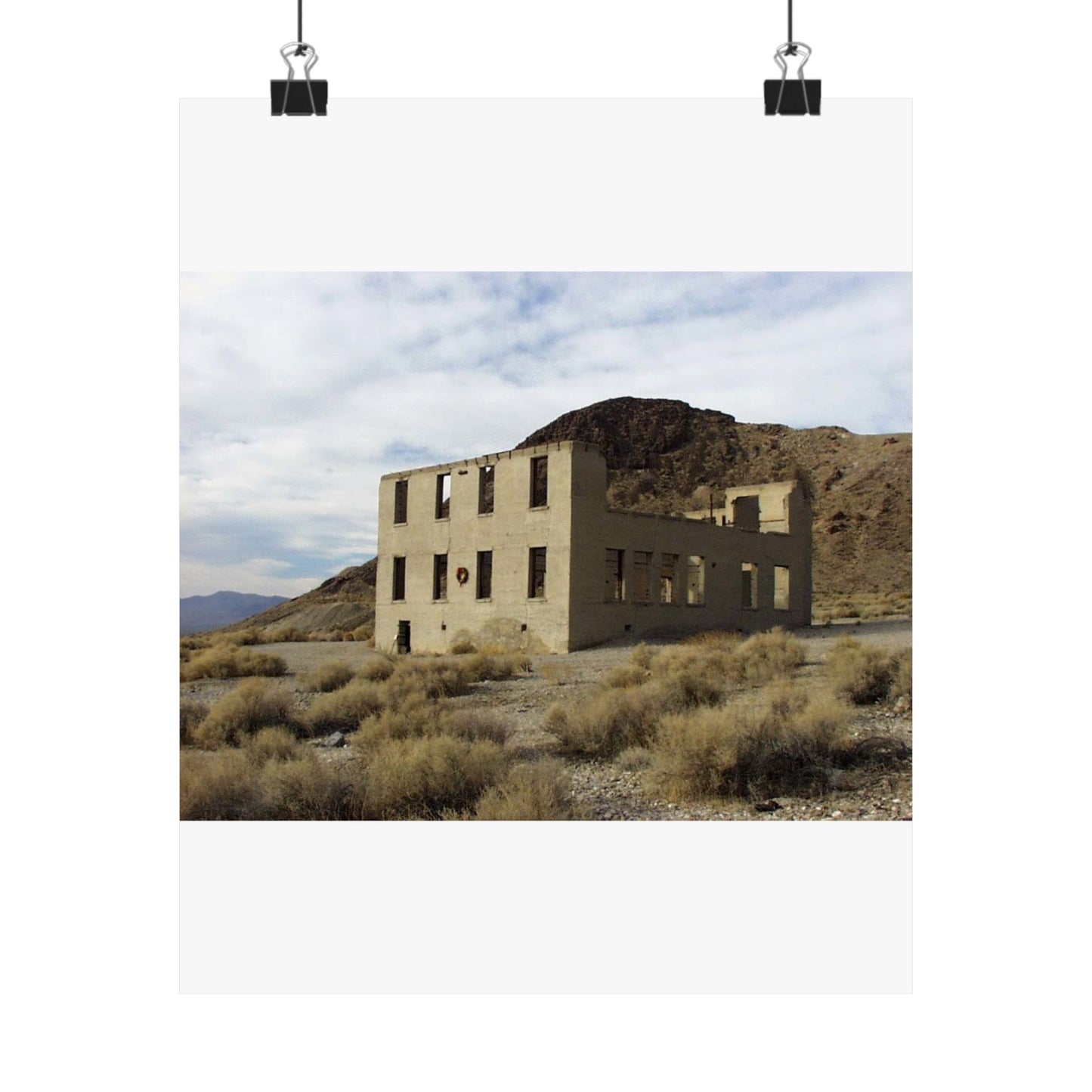 Death Valley Scenic Byway - An Abandoned Structure in Rhyolite High Quality Matte Wall Art Poster for Home, Office, Classroom