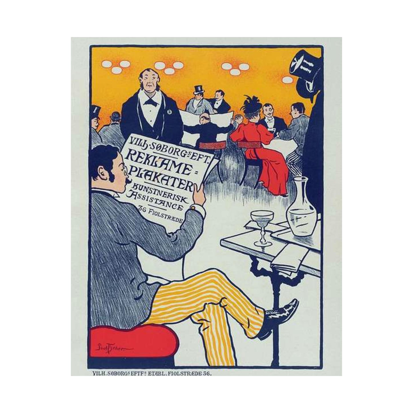 Affiche danoise pour les "Affiches artistiques Wilh. Söborg". High Quality Matte Wall Art Poster for Home, Office, Classroom