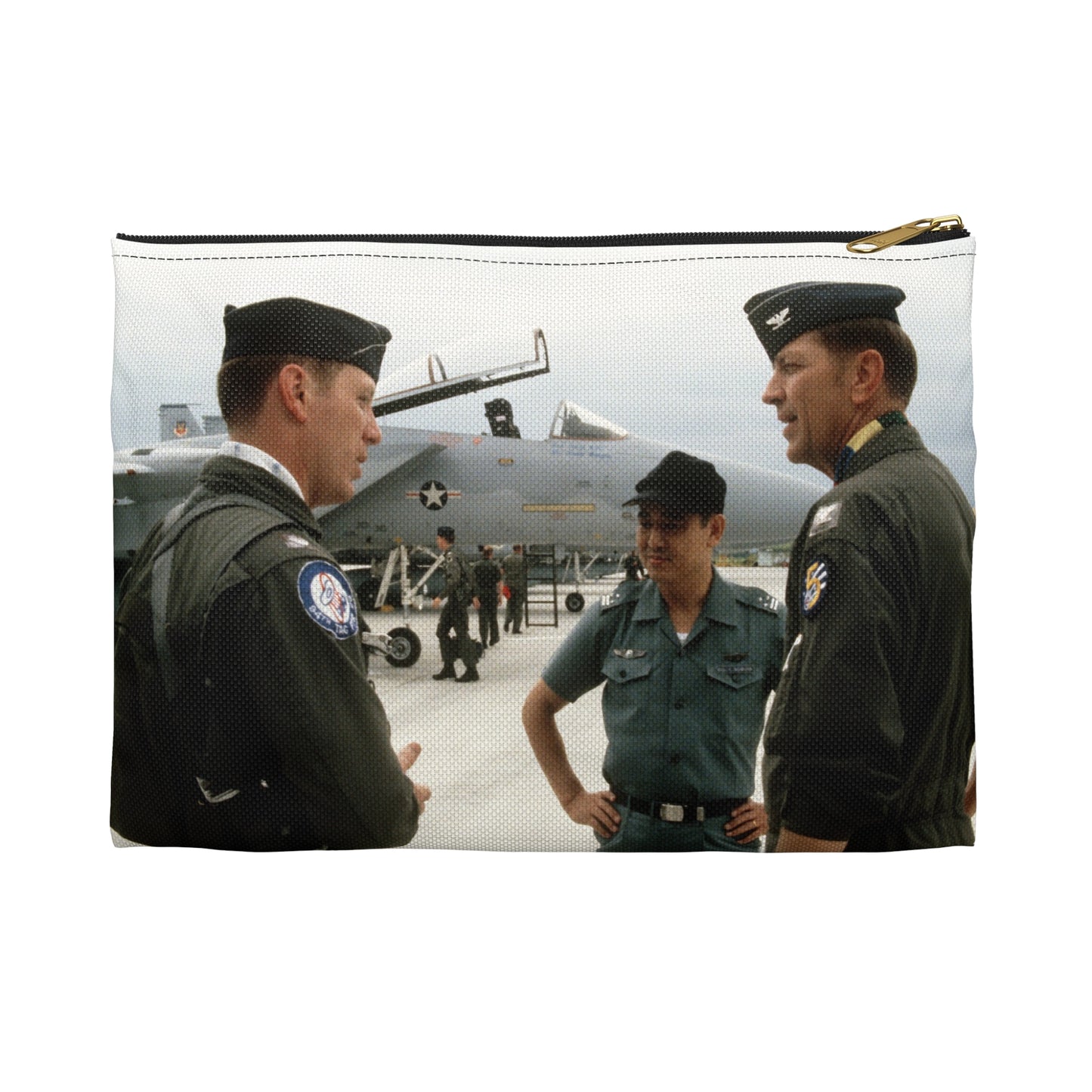 Upon his arrival, LTC Tom Barber (left), is greeted by Exercise Cope North '81-3 directors, COL George Peacock and Japanese Air SelF Defense Force COL V. Nomura Large Organizer Pouch with Black Zipper