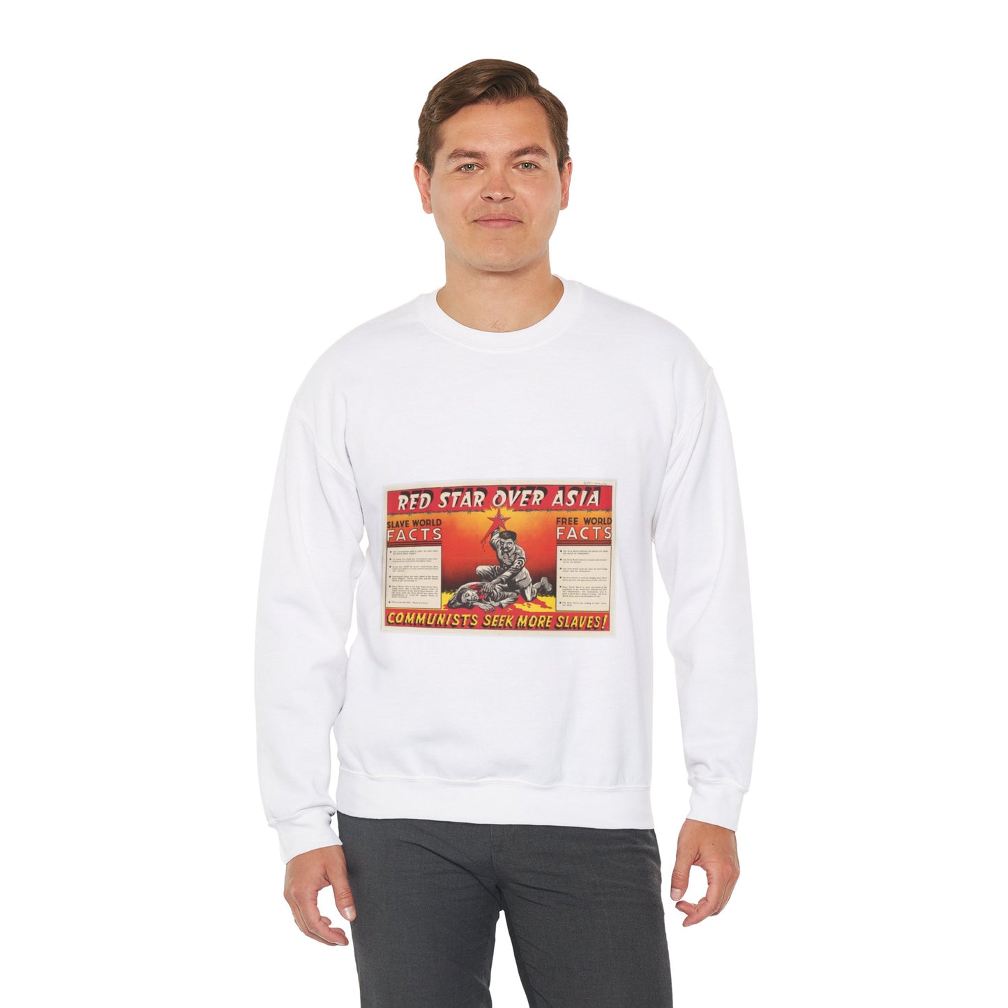 Red Star Over Asia PO-24-E, United States information service propaganda White Heavy Blend Adult Crew Neck SweatShirt