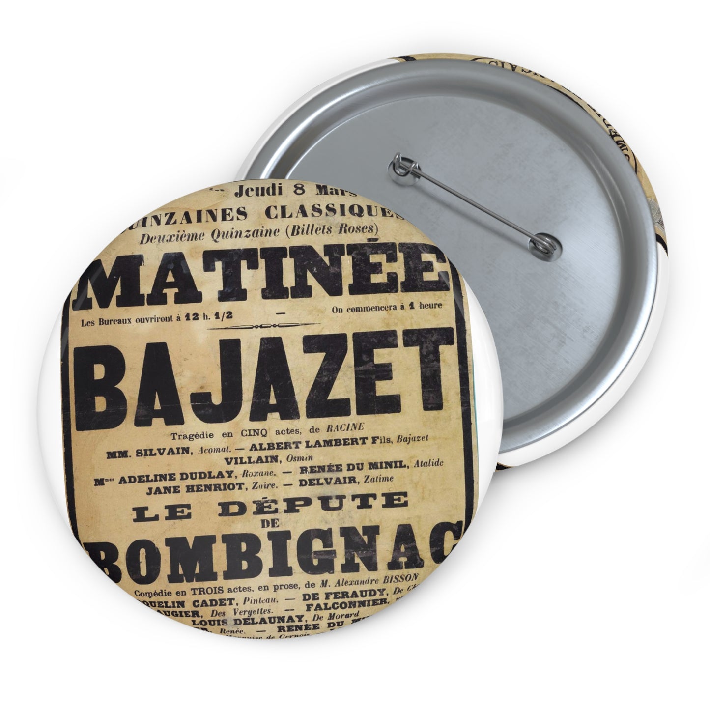 Poster of Bajazet 1900 - A poster advertising a concert in paris Pin Buttons with Crisp Design