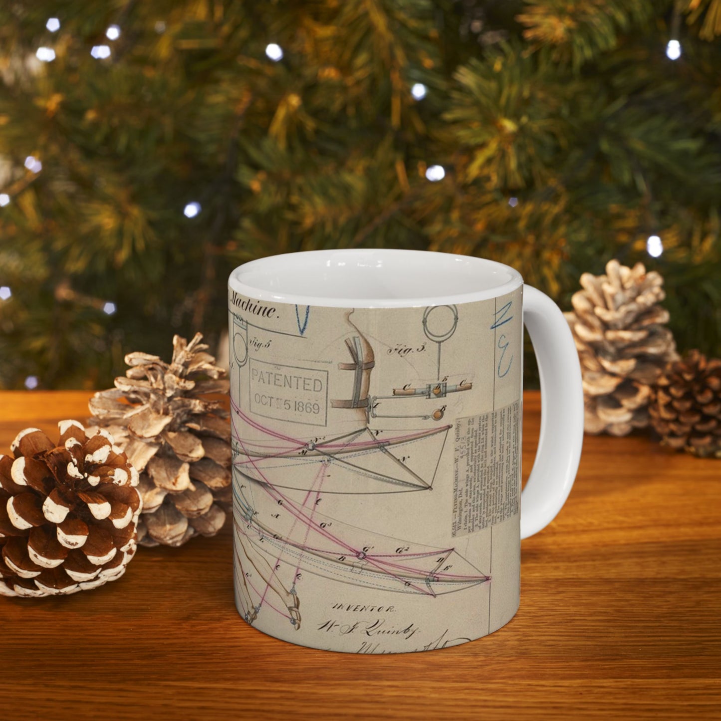 Patent drawing - for a Flying Machine Public domain  image Beautiful Novelty Ceramic Coffee Mug 11oz