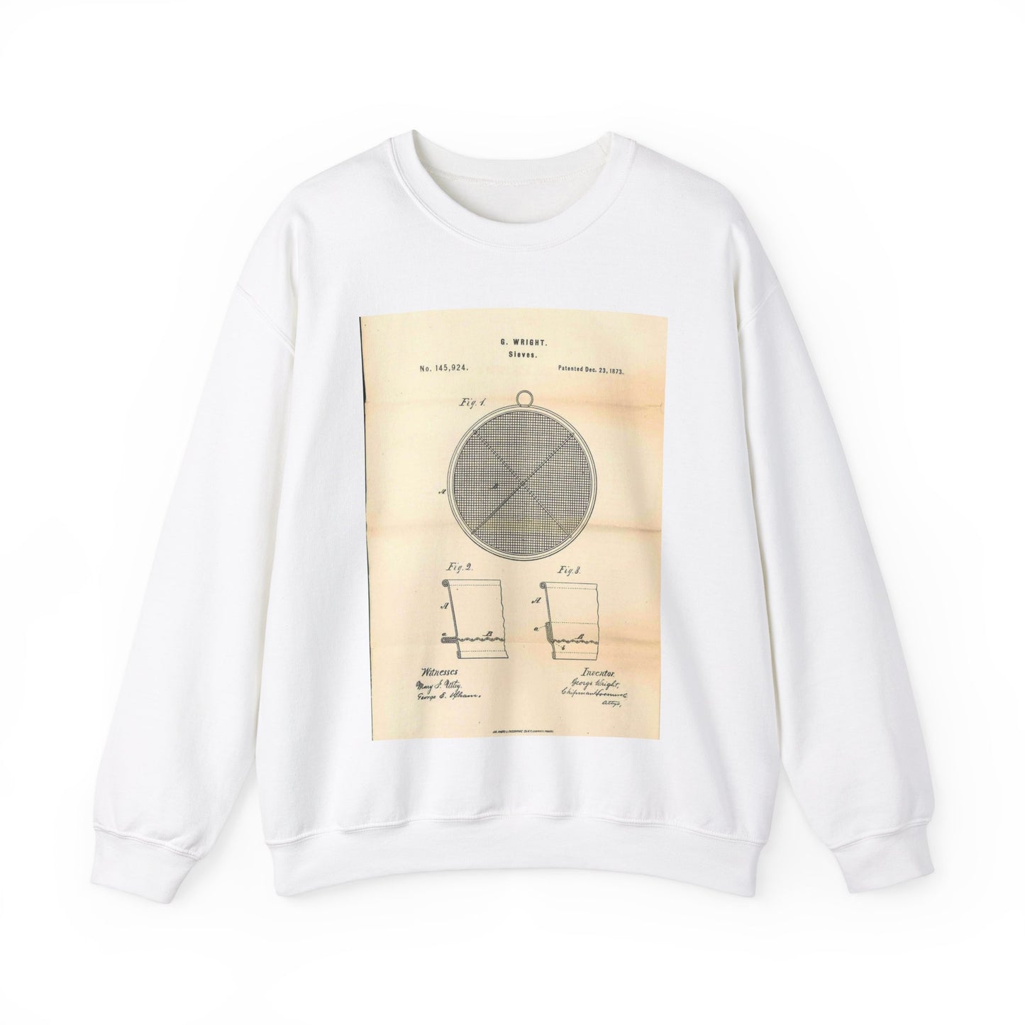 Patent Case File No. 145,924, Improvement in Sieves, Inventor- George Wright. - DPLA - a7a17ded40bdce4ed8e081156174bb00 (page 16) White Heavy Blend Adult Crew Neck SweatShirt