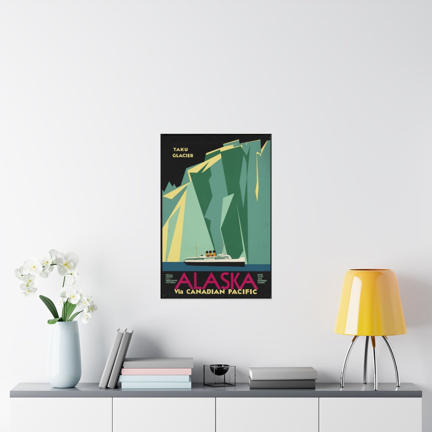 Alaska. Vintage Travel Poster., Art Deco Poster High Quality Matte Wall Art Poster for Home, Office, Classroom