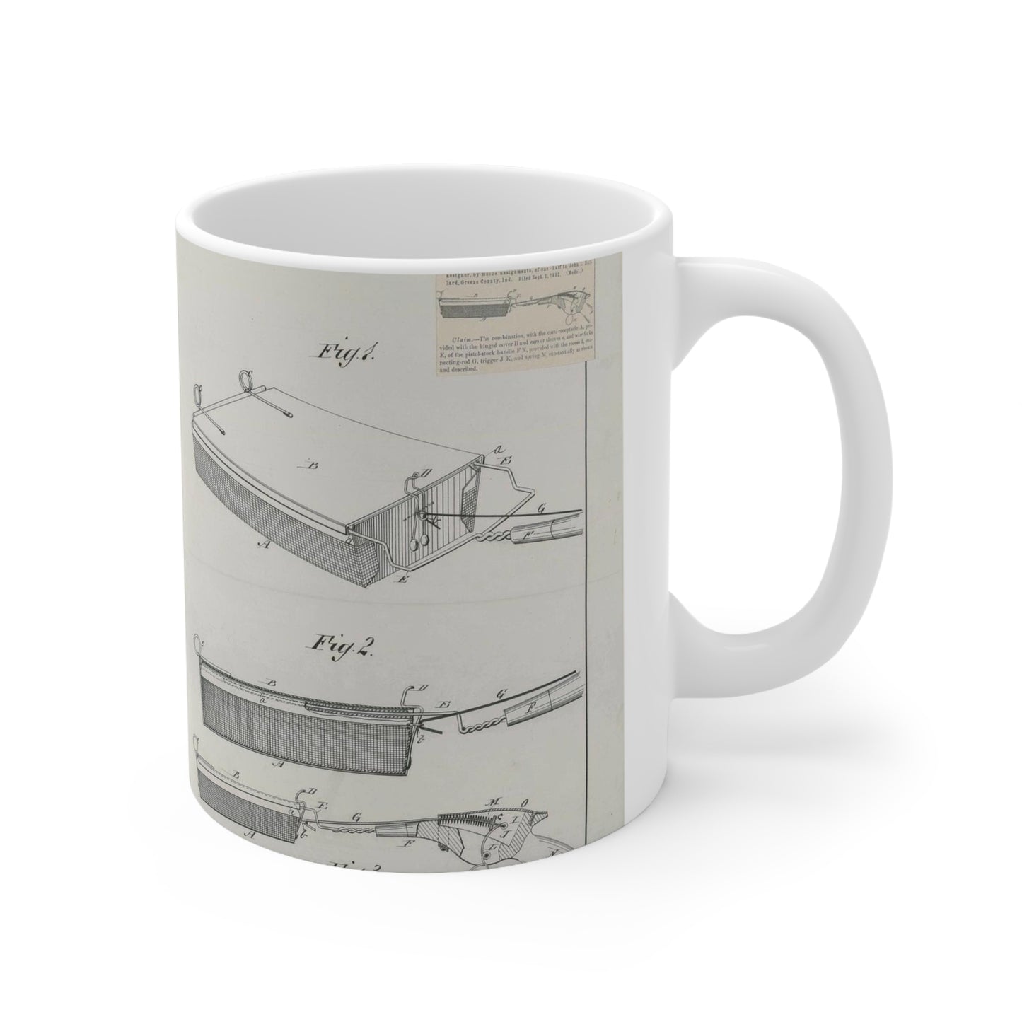 Patent Drawing of Engine - for J. Wilkie's Corn Popper Public domain  image Beautiful Novelty Ceramic Coffee Mug 11oz