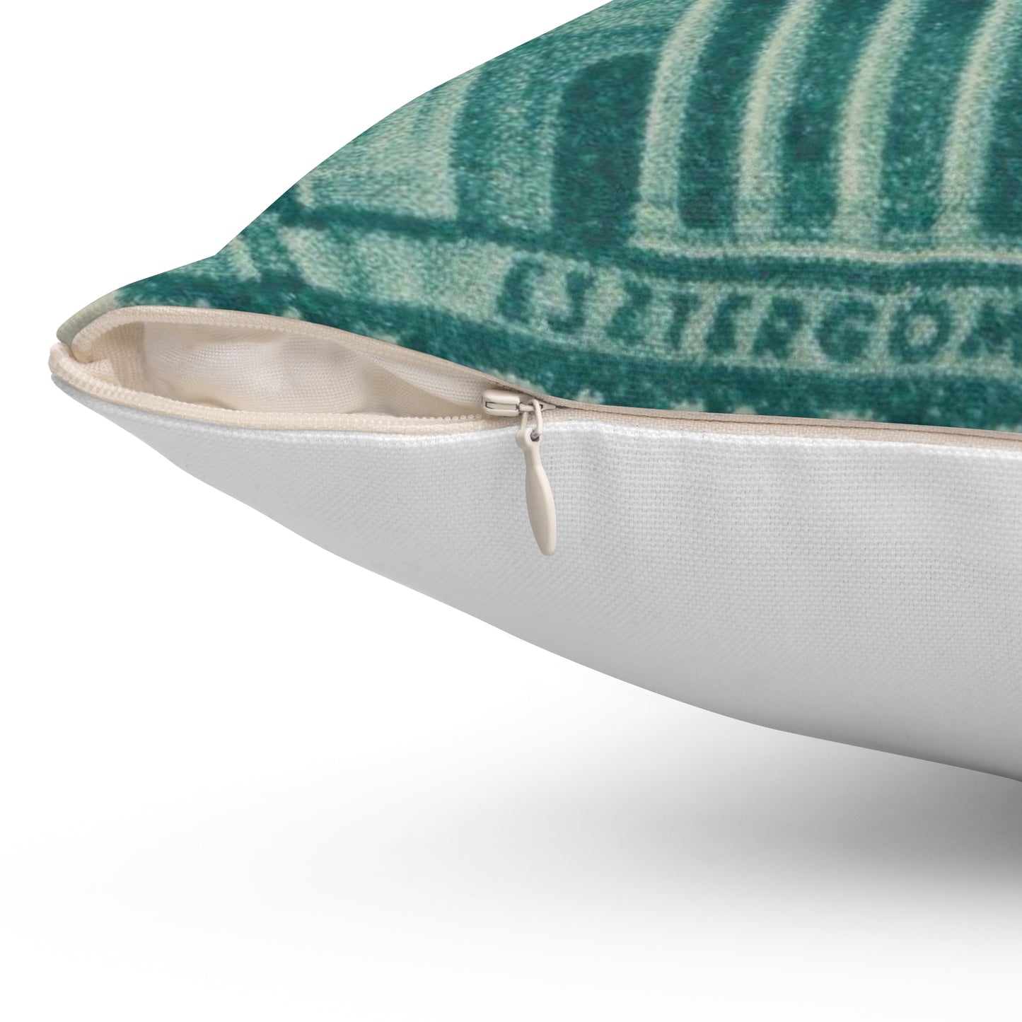 Frimärke ur Gösta Bodmans filatelistiska motivsamling, påbörjad 1950.Frimärke från Ungern, 1939. Motiv av Basilikan i Eszergom. Decorative Accent Square Pillow