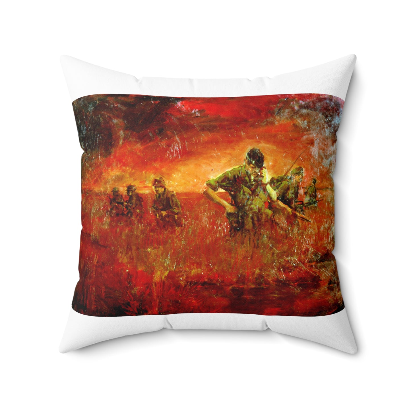 Artwork: "Man/Ready" Vietnam. Artist: Paul MAC Wiliams. Catalog Number: 1.141.87 Decorative Accent Square Pillow