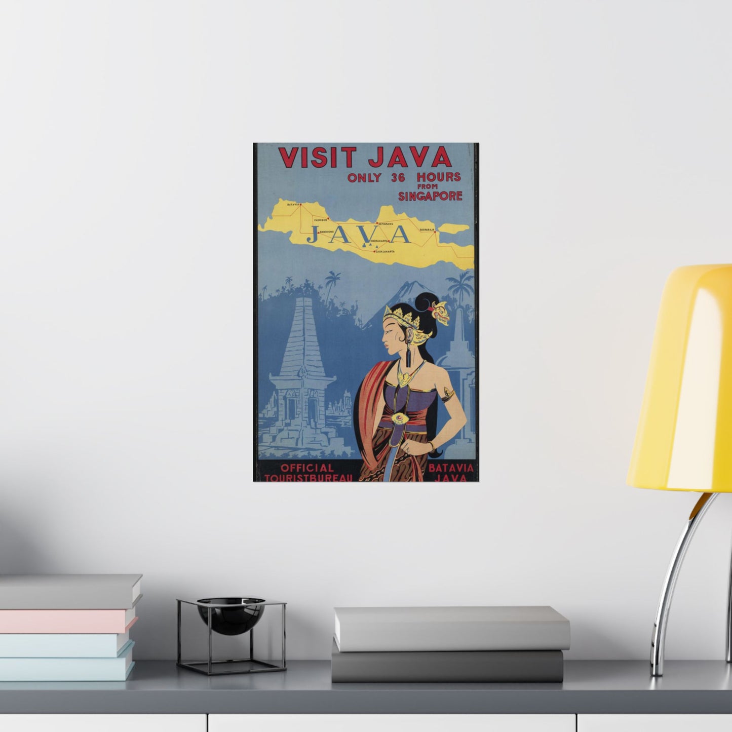 Java. Vintage Travel Poster., Art Deco Poster High Quality Matte Wall Art Poster for Home, Office, Classroom