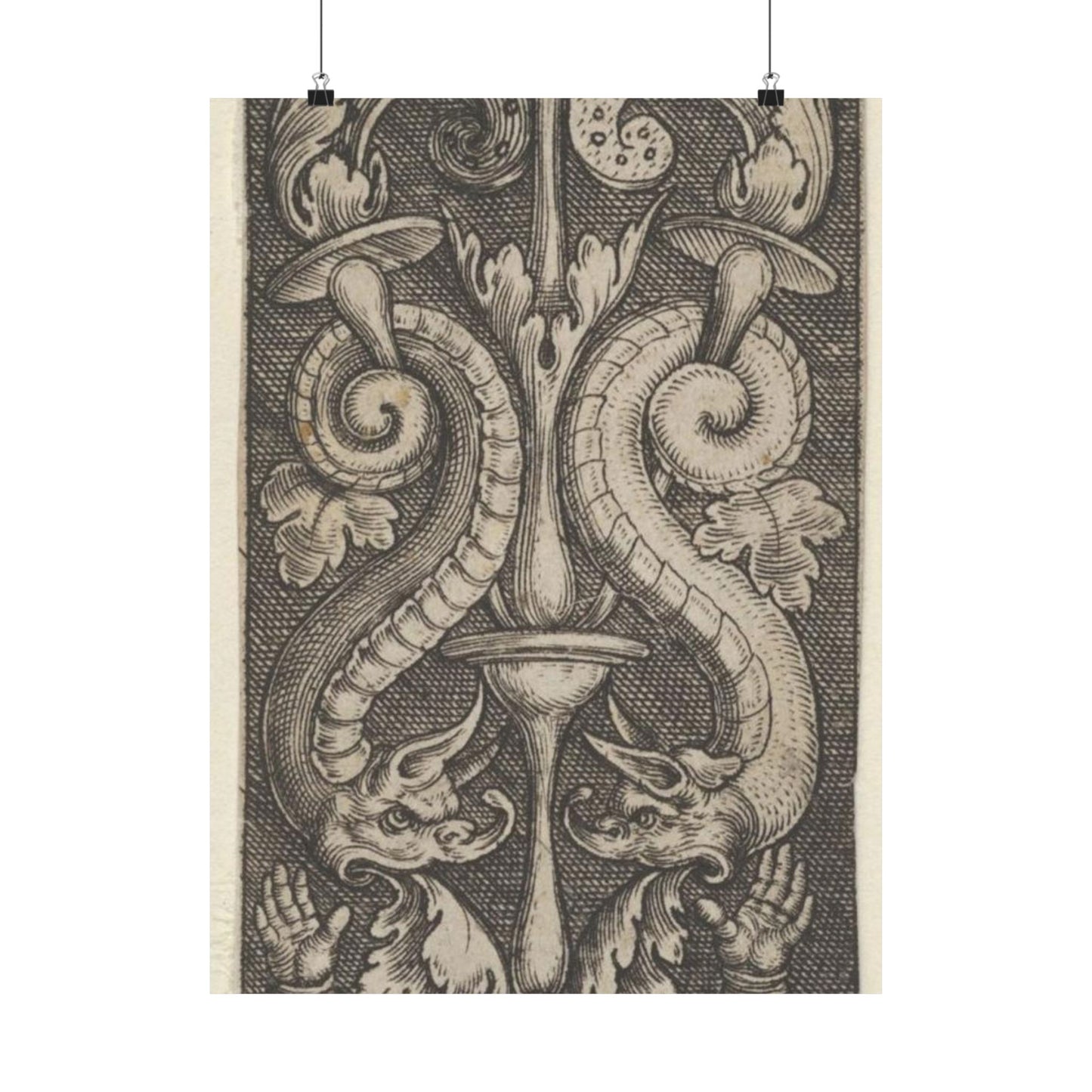 Vertical Panel with a Candelabrum Stemming from a Leaf-Faced Grostesque at Bottom High Quality Matte Wall Art Poster for Home, Office, Classroom