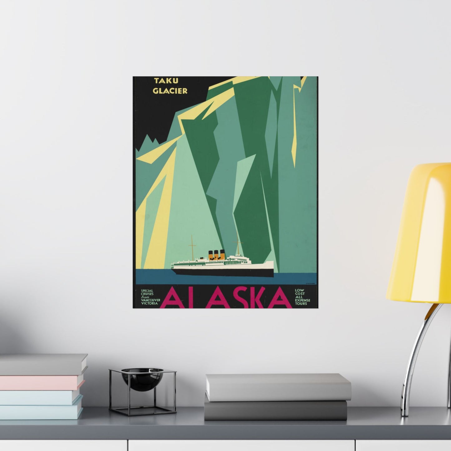 Alaska. Vintage Travel Poster., Art Deco Poster High Quality Matte Wall Art Poster for Home, Office, Classroom