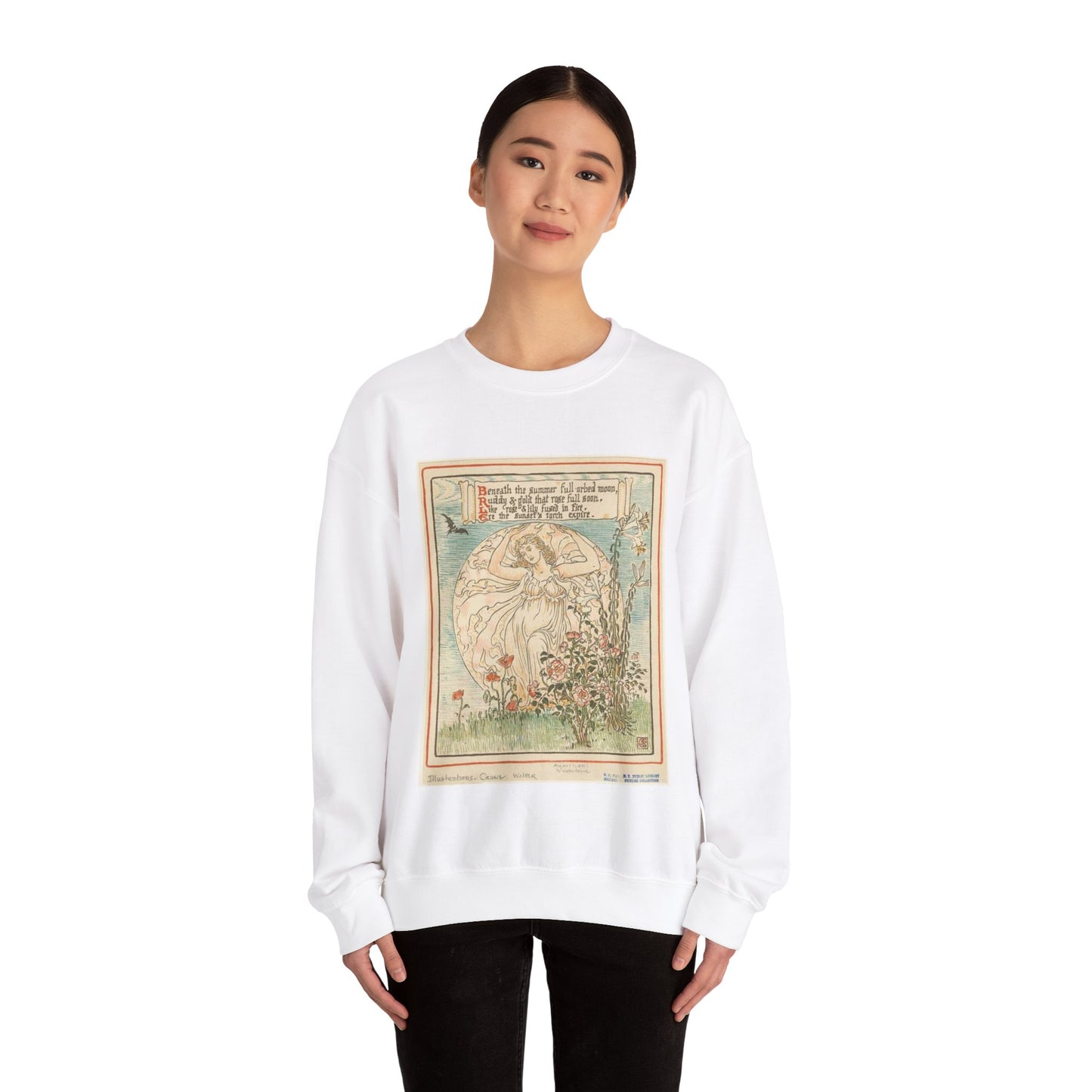 Beneath the summer full-orbed moon, ruddy & gold that rose full soon." White Heavy Blend Adult Crew Neck SweatShirt