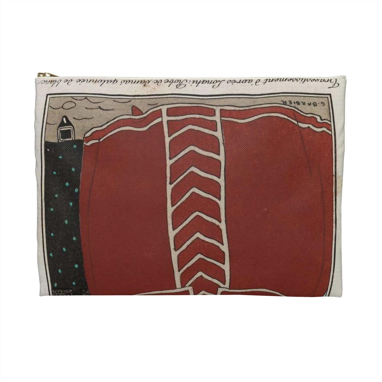 Fancy dress (Travestissement d'aprés Longhi - Robe de damas galonnée de blanc sur laquelle on jettera une baiite de taffetas noir et de dentelle) (CBL WEp 0847) Large Organizer Pouch with Black Zipper