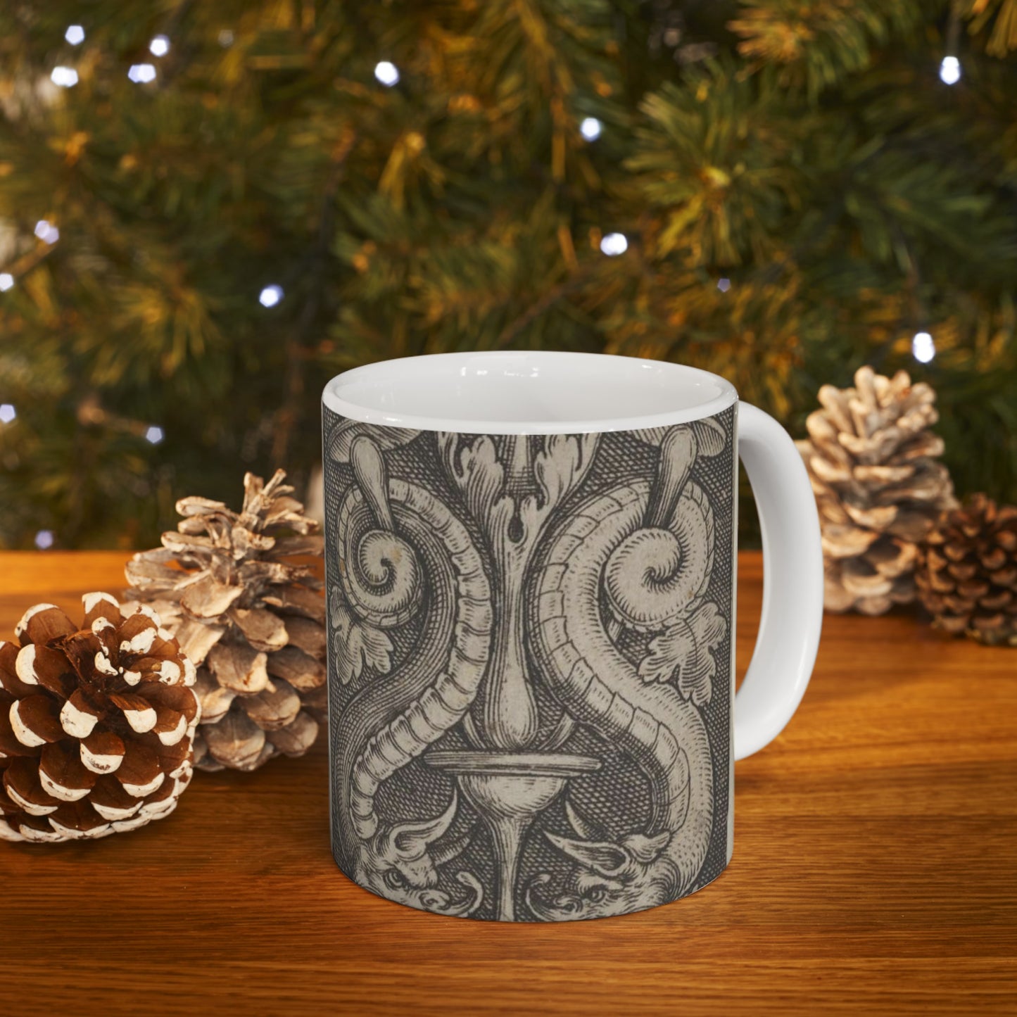 Vertical Panel with a Candelabrum Stemming from a Leaf-Faced Grostesque at Bottom Beautiful Novelty Ceramic Coffee Mug 11oz