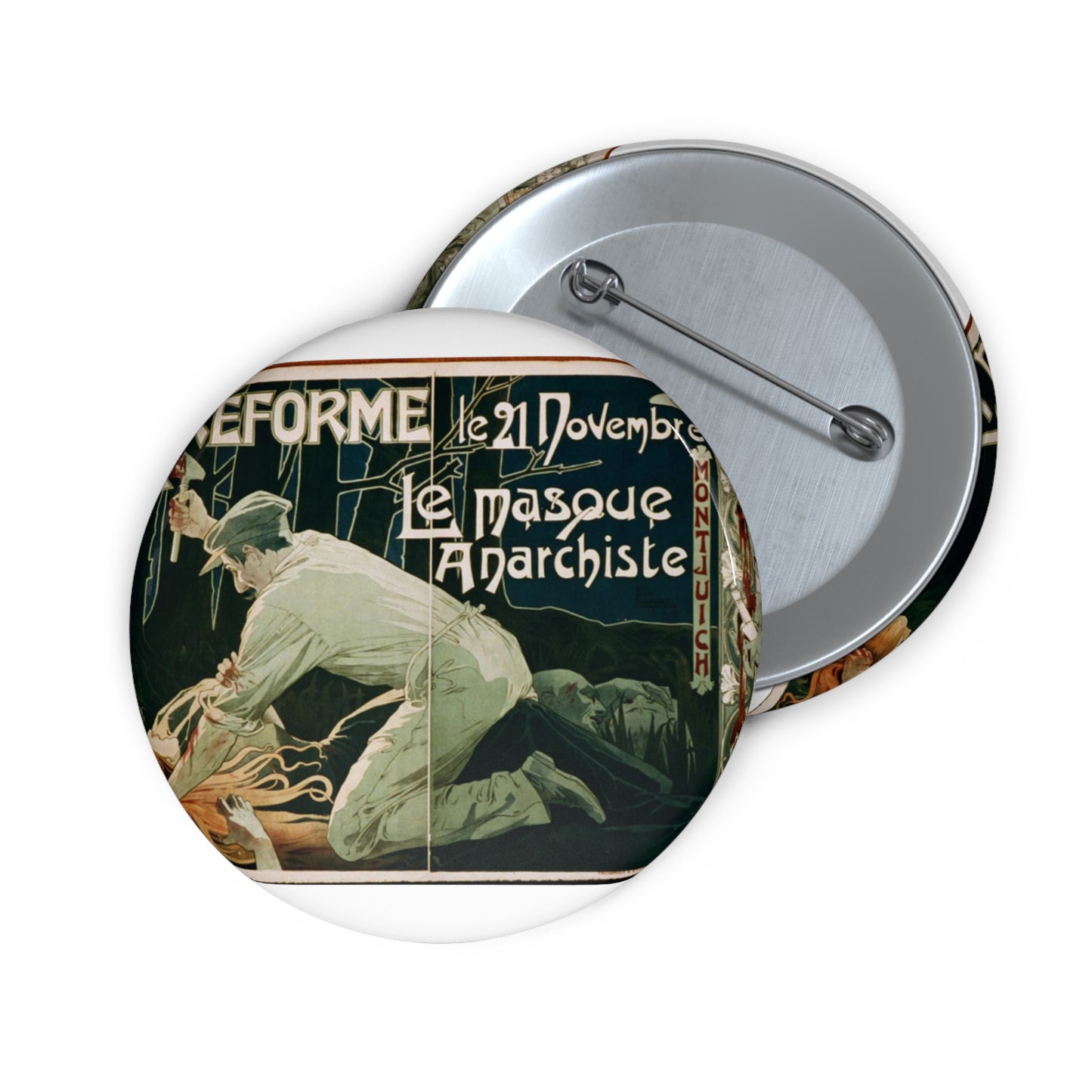 La Réforme, le 21 Novembre, le masque anarchiste Pin Buttons with Crisp Design