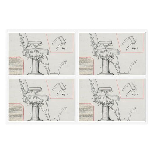 Patent drawing - for L. W. Boys' Barber's Chair Public domain  image Laminated UV Protective Vinyl Stickers