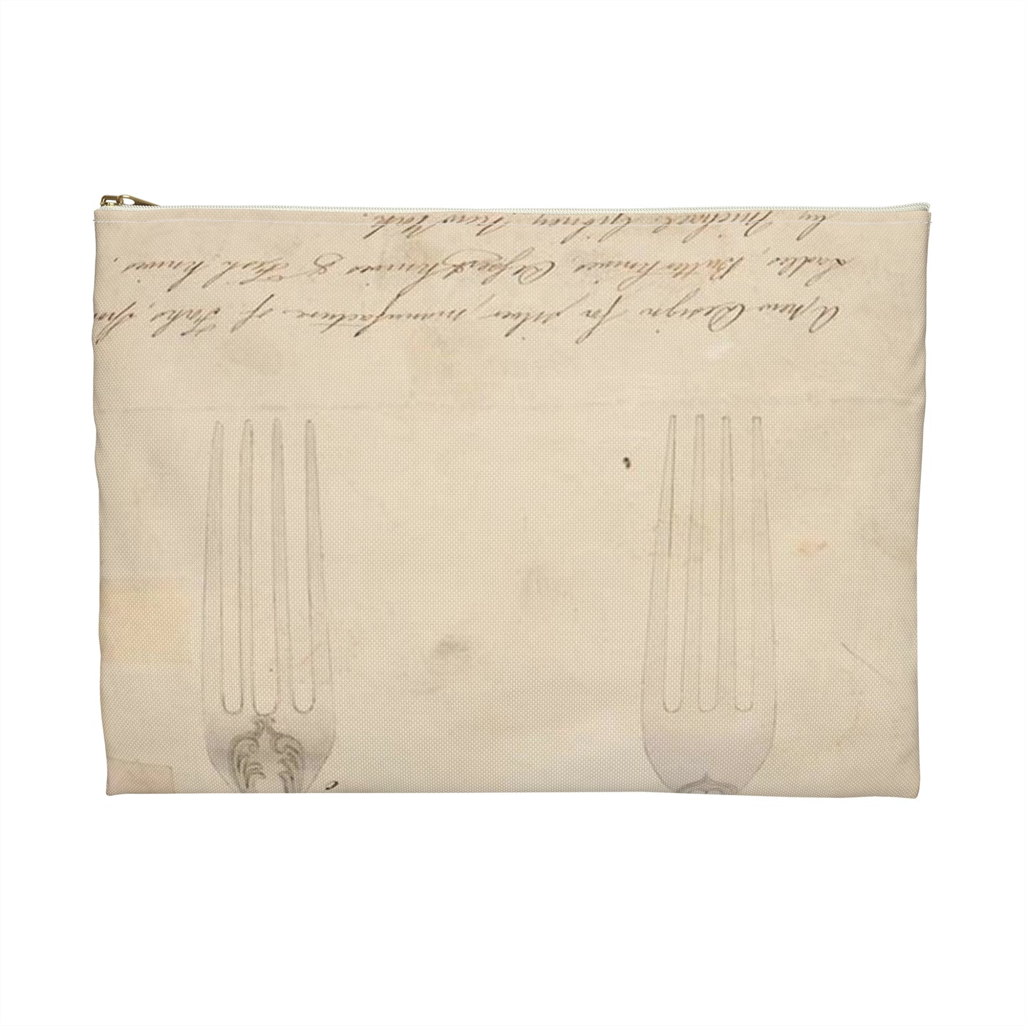 Patent drawing - Drawing of Design for Silver Forks Public domain  image Large Organizer Pouch with Black Zipper