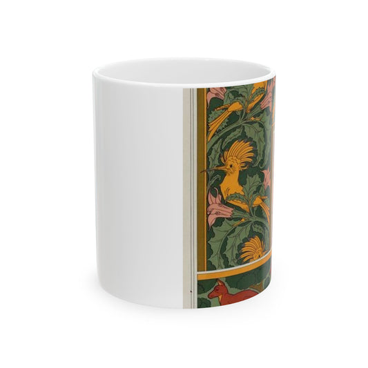 Huppes et stramoine, bordure. Papillons, étoffe de soie. Kangourou et arbres, bordure. Beautiful Novelty Ceramic Coffee Mug 11oz