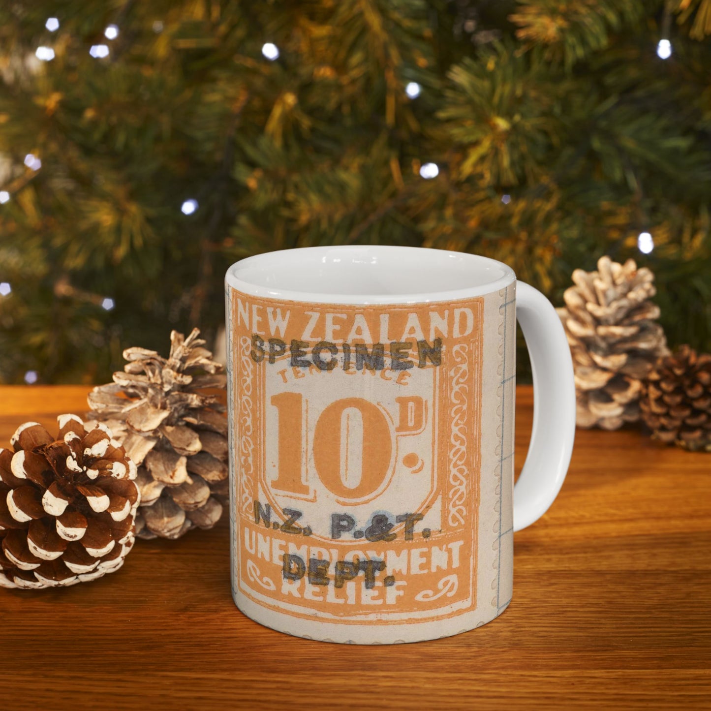 Ten penny Unemployment Relief stamp overprinted 'Specimen' Beautiful Novelty Ceramic Coffee Mug 11oz