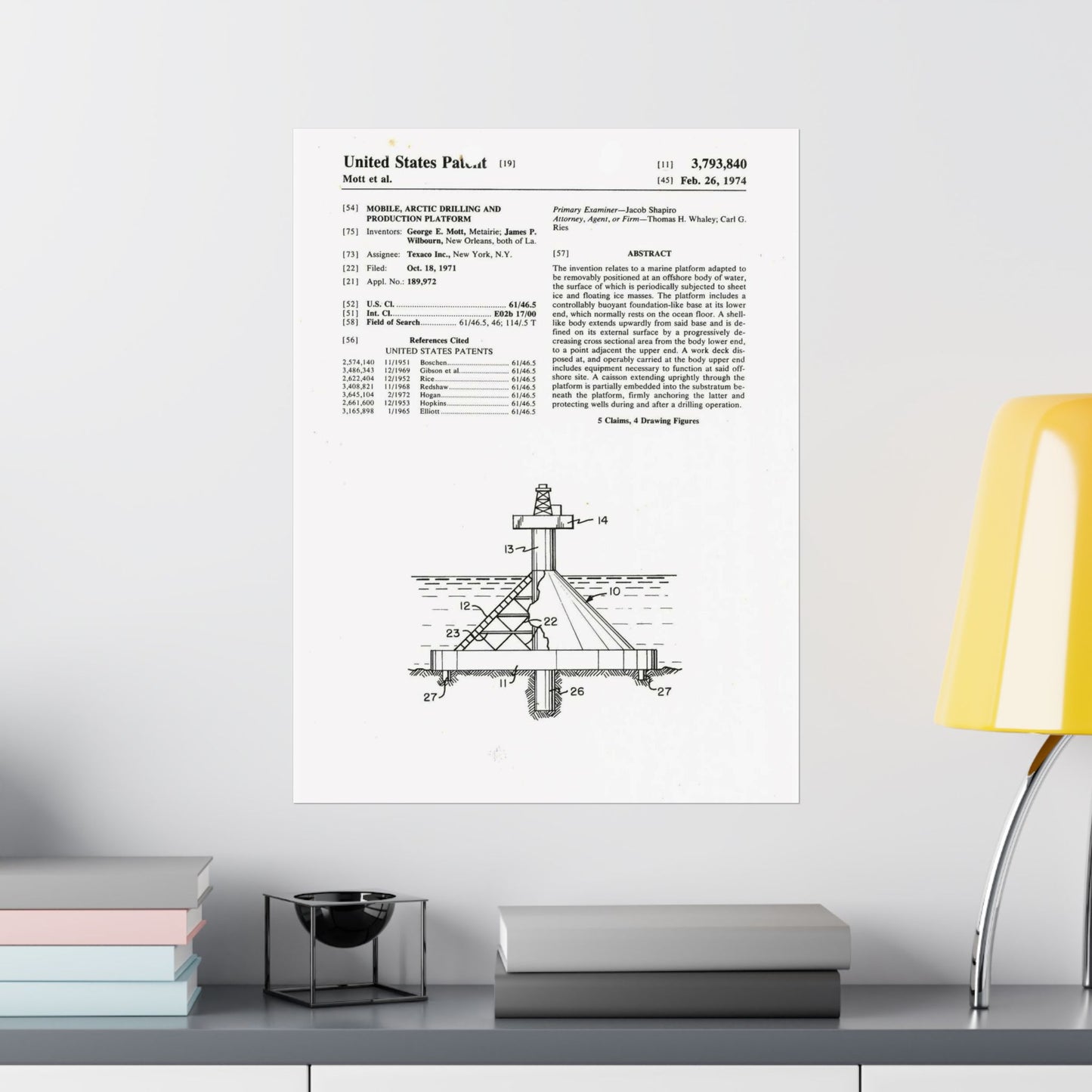 Patent Case File No. 3,793,840, Mobile Arctic Drilling and Production Platform, Inventor(s)- George E. Mott and James P. Wilbourn. - DPLA - 8f260bf2cd8926afbf4da017454f39b3 (page 6) High Quality Matte Wall Art Poster for Home, Office, Classroom