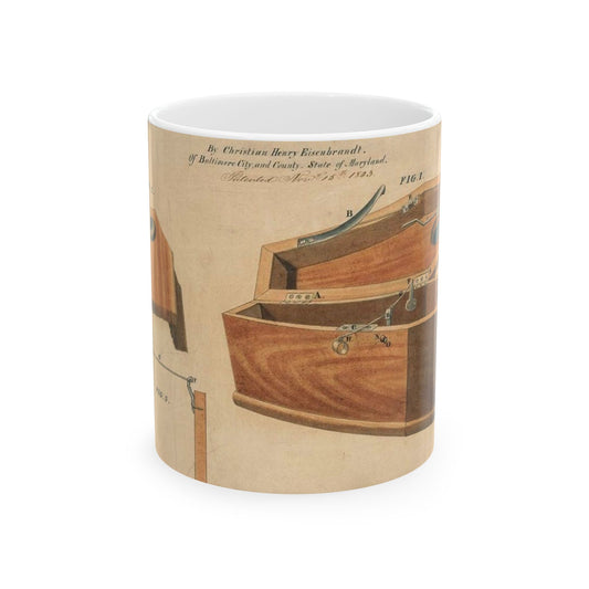 Patent drawing - Drawing for a Life - Preserving Coffin Public domain  image Beautiful Novelty Ceramic Coffee Mug 11oz