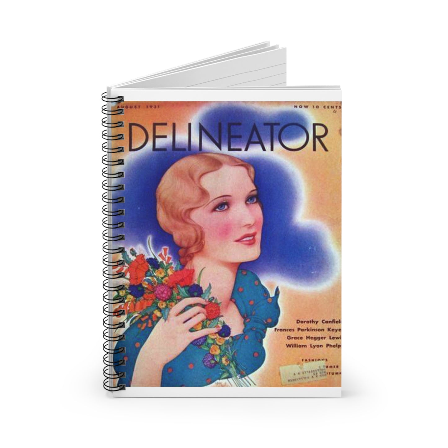 Delineator 1931-08 - Art Deco public domain image Spiral Bound Ruled Notebook with Printed Cover