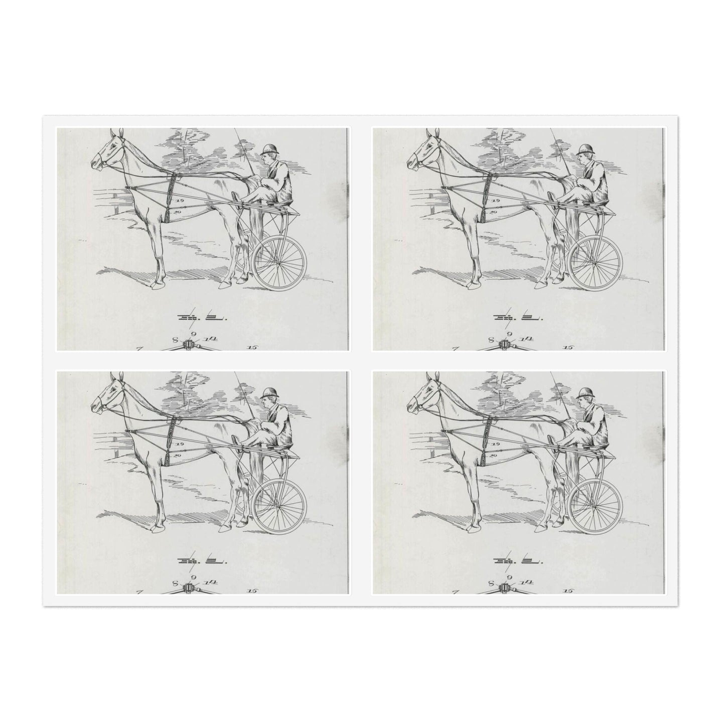 Patent drawing - for J. H. Snapp's Racing Harness Attachment Public domain  image Laminated UV Protective Vinyl Stickers