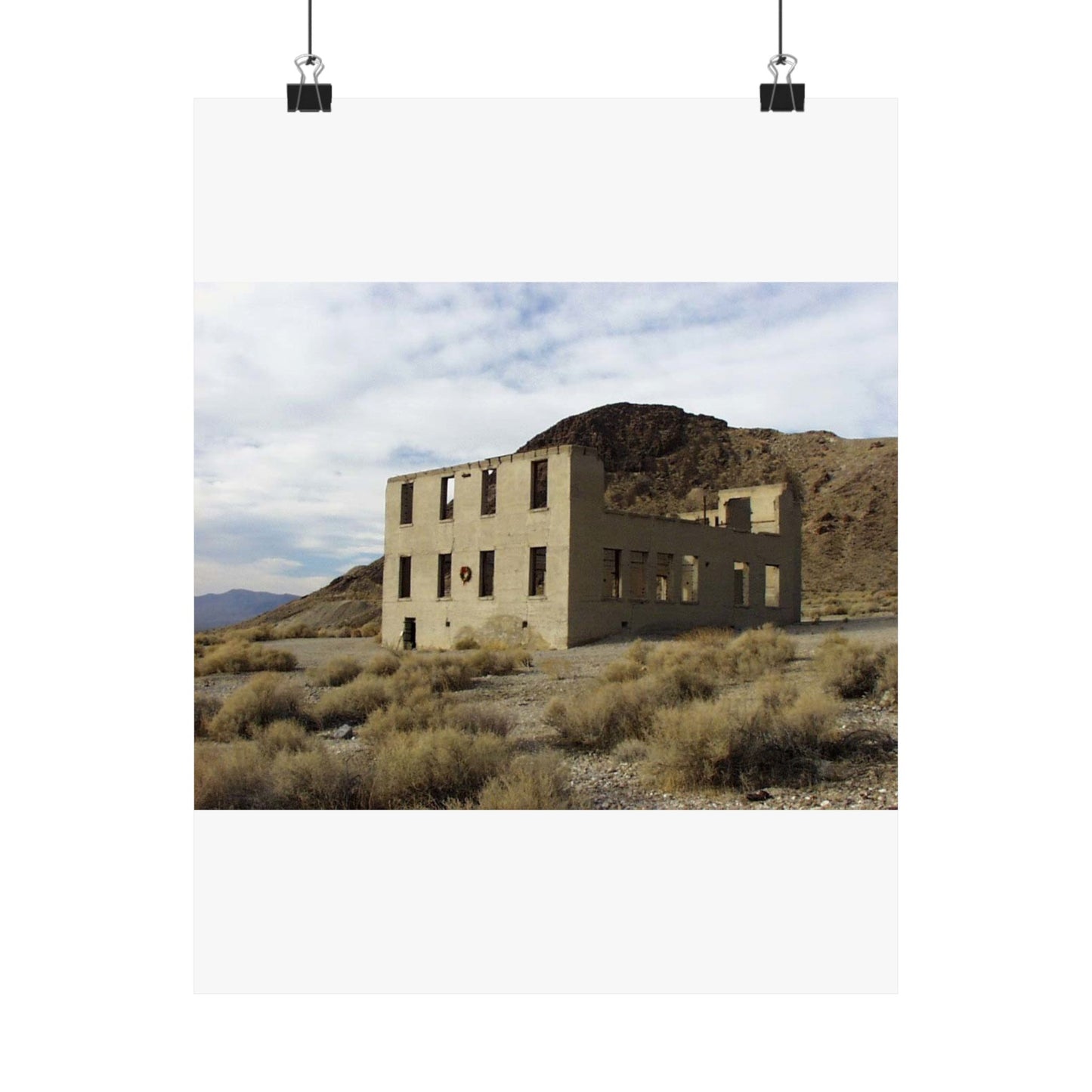 Death Valley Scenic Byway - An Abandoned Structure in Rhyolite High Quality Matte Wall Art Poster for Home, Office, Classroom