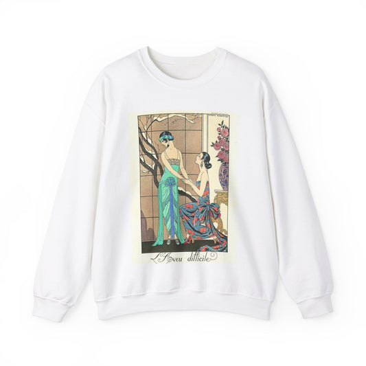 George Barbier - L'Aveu difficile - 1923 White Heavy Blend Adult Crew Neck SweatShirt