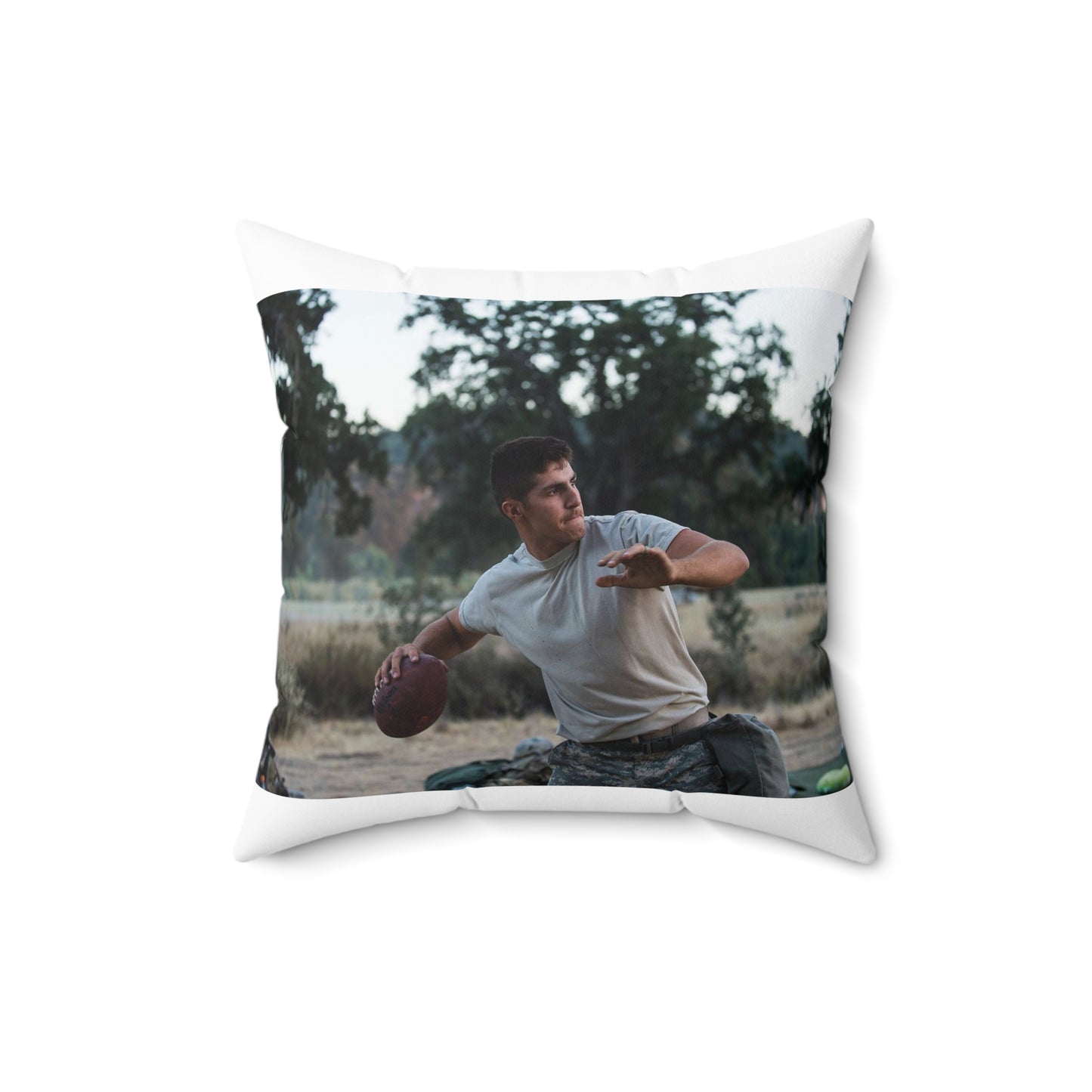 Spc. David Butcher, a U.S. Army Reserve military police Decorative Accent Square Pillow