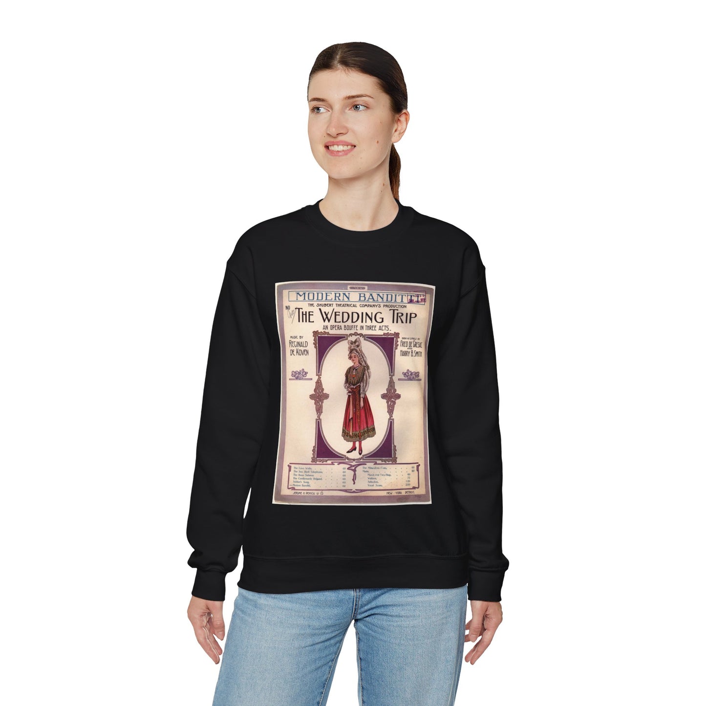 Modern Banditti - Public domain American sheet music Black Heavy Blend Adult Crew Neck SweatShirt